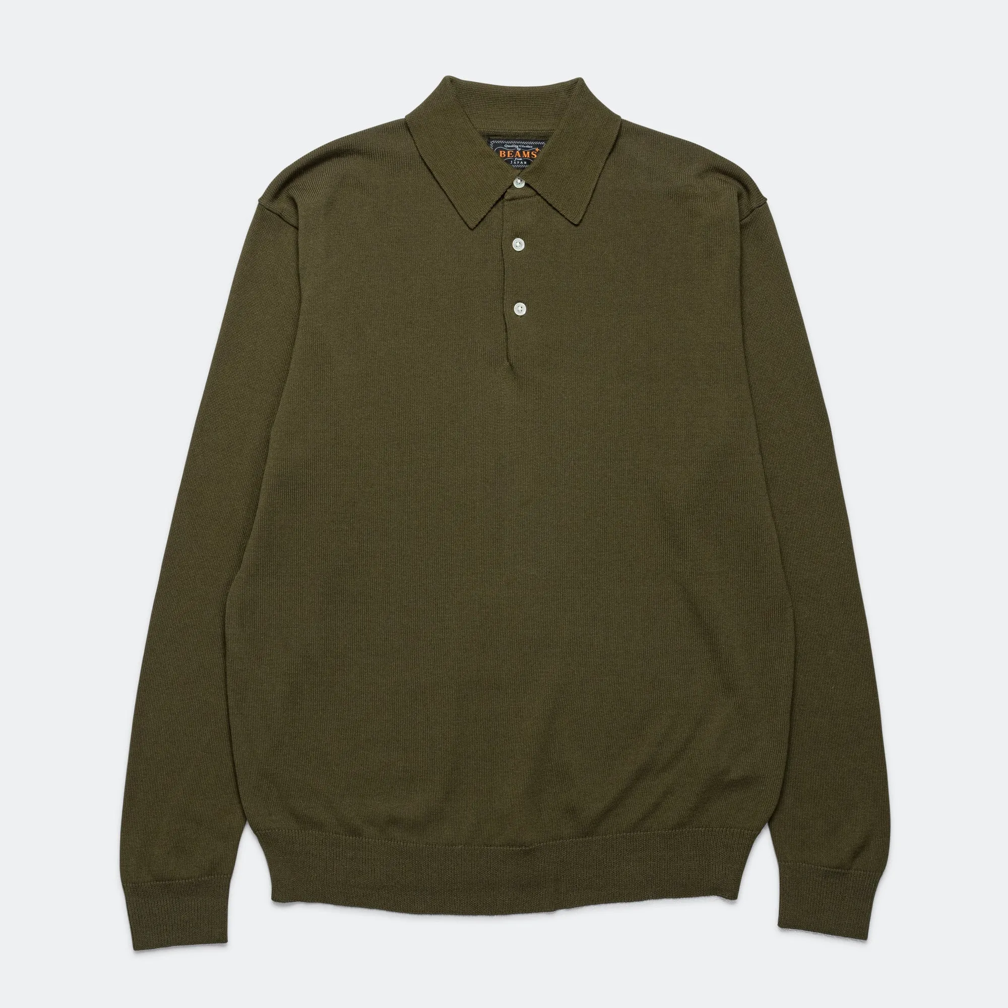 Beams Clothing Knit Polo 12G - Olive