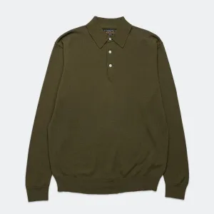 Beams Clothing Knit Polo 12G - Olive