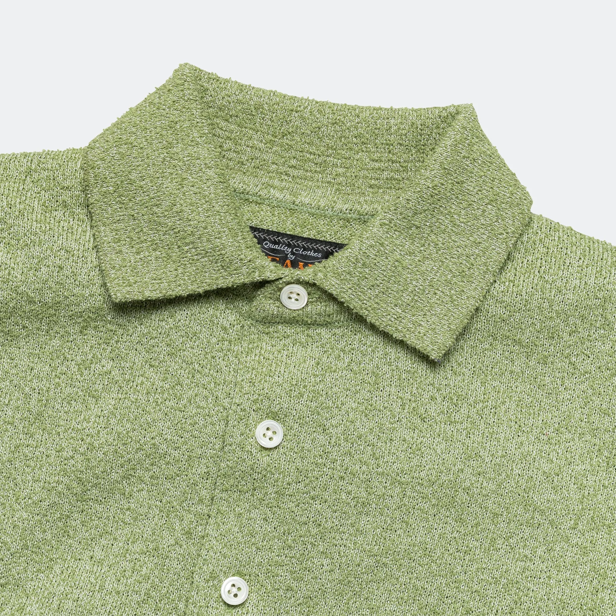 Beams Clothing Knit Polo Boucle - Olive