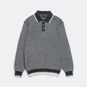 Beams Clothing Knit Polo Collar Line - Charcoal Grey