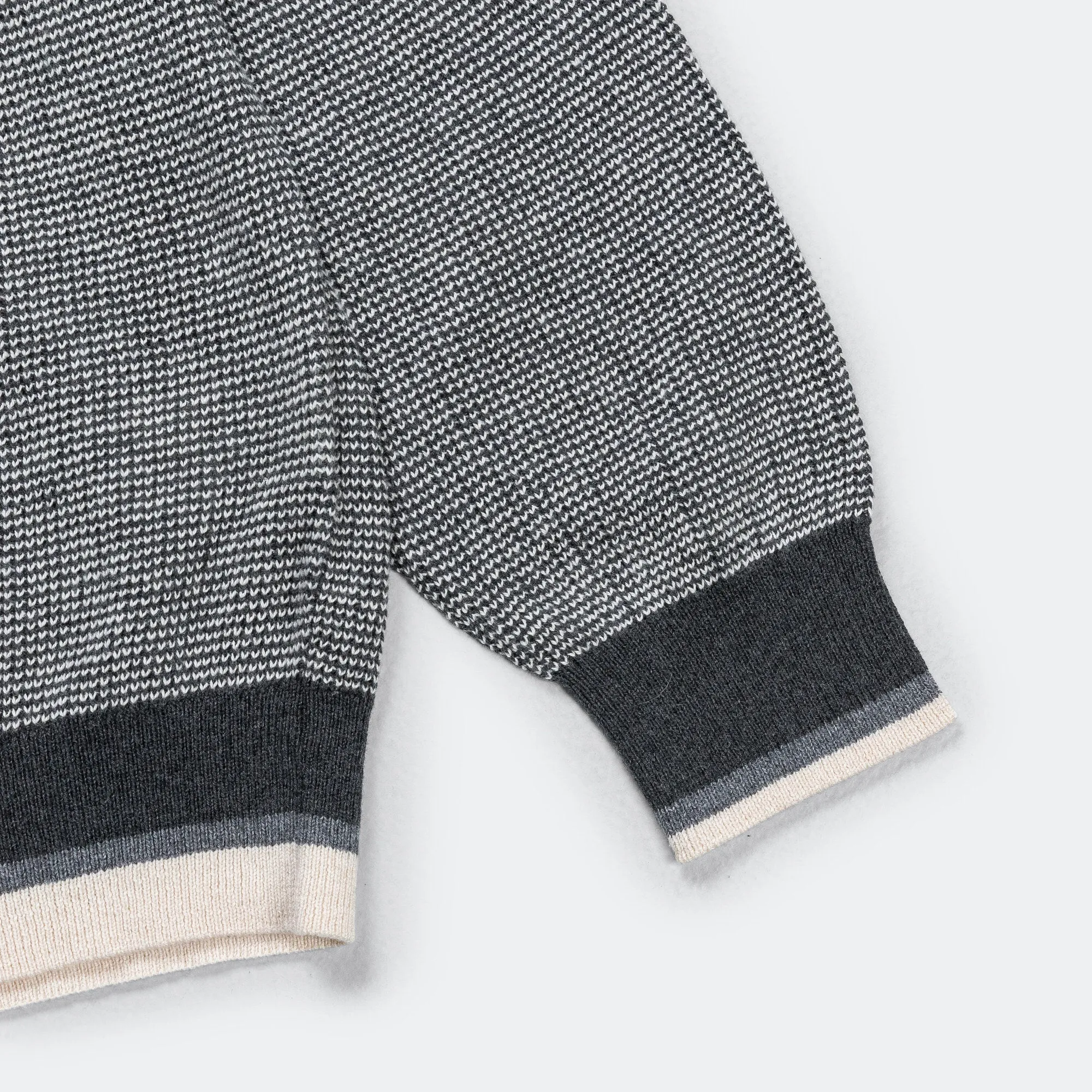 Beams Clothing Knit Polo Collar Line - Charcoal Grey