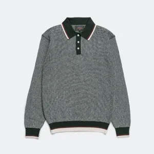 Beams Clothing Knit Polo Collar Line - Green