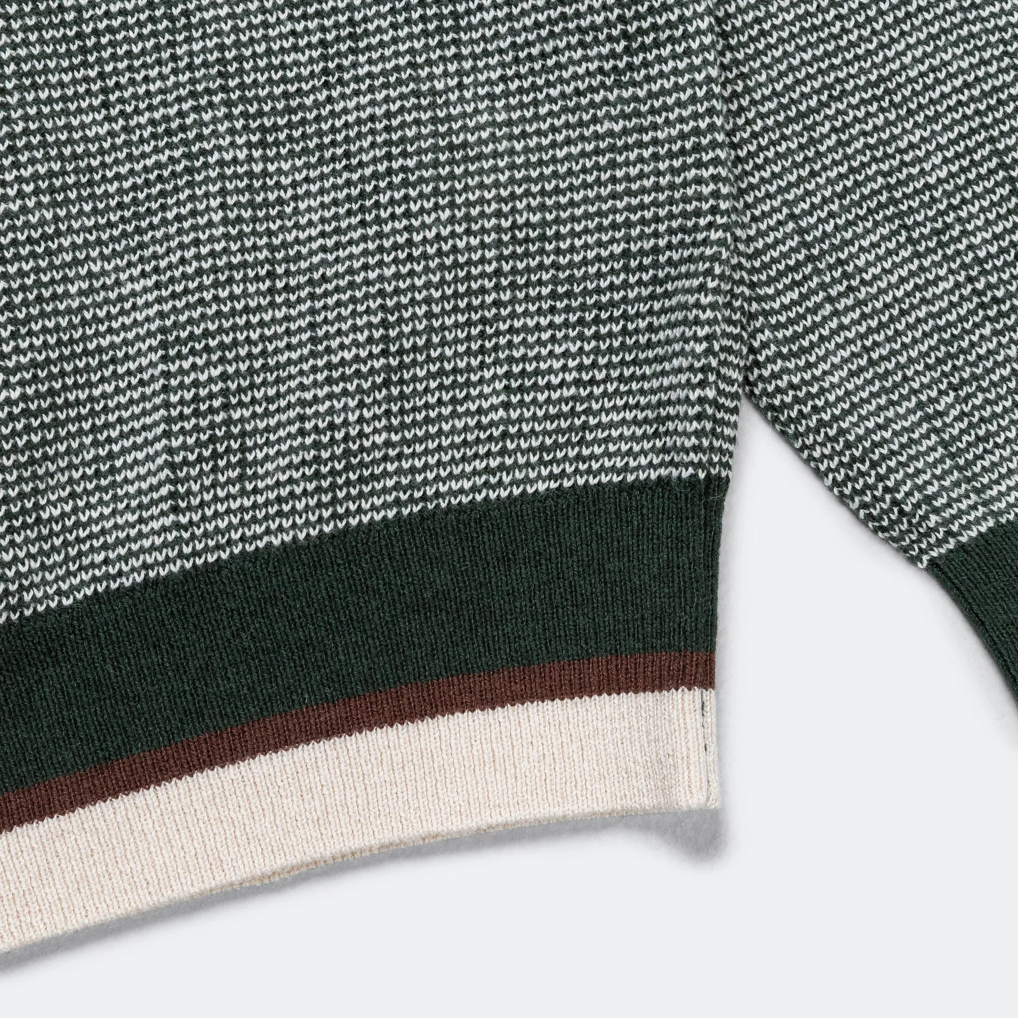 Beams Clothing Knit Polo Collar Line - Green