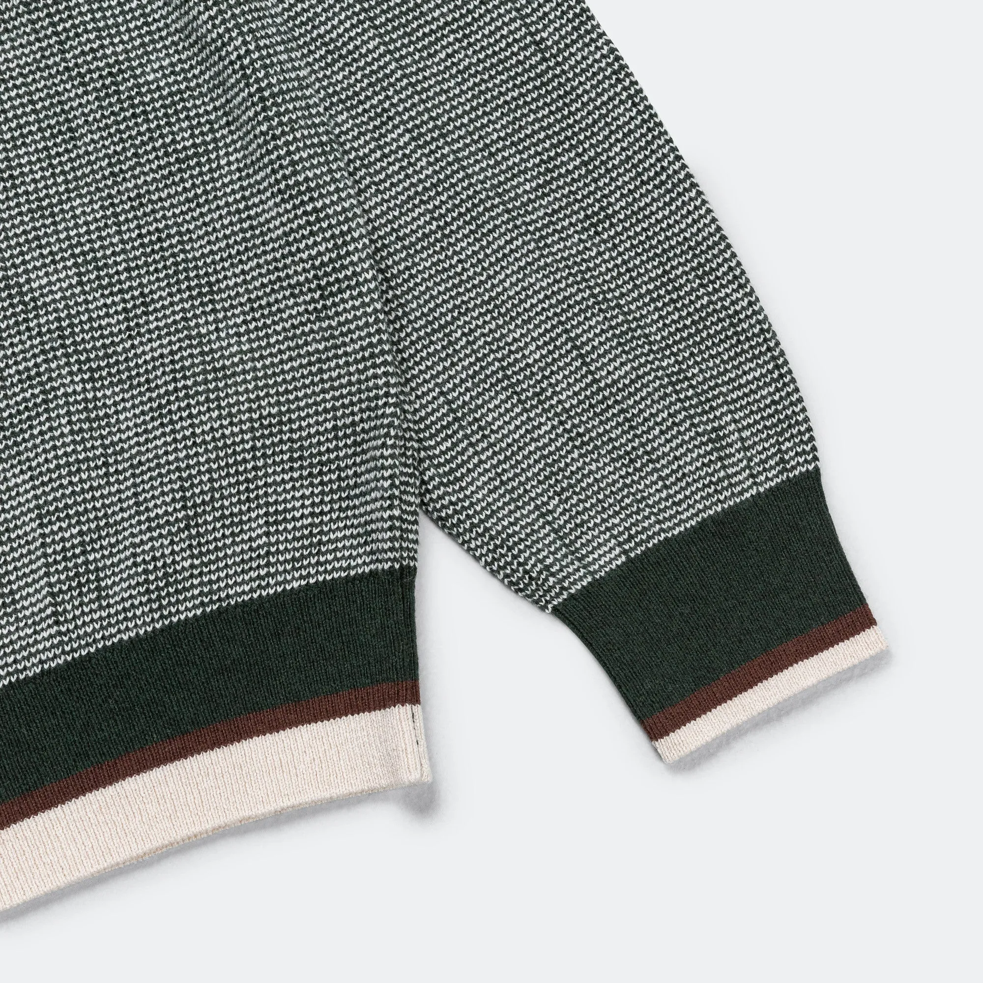 Beams Clothing Knit Polo Collar Line - Green