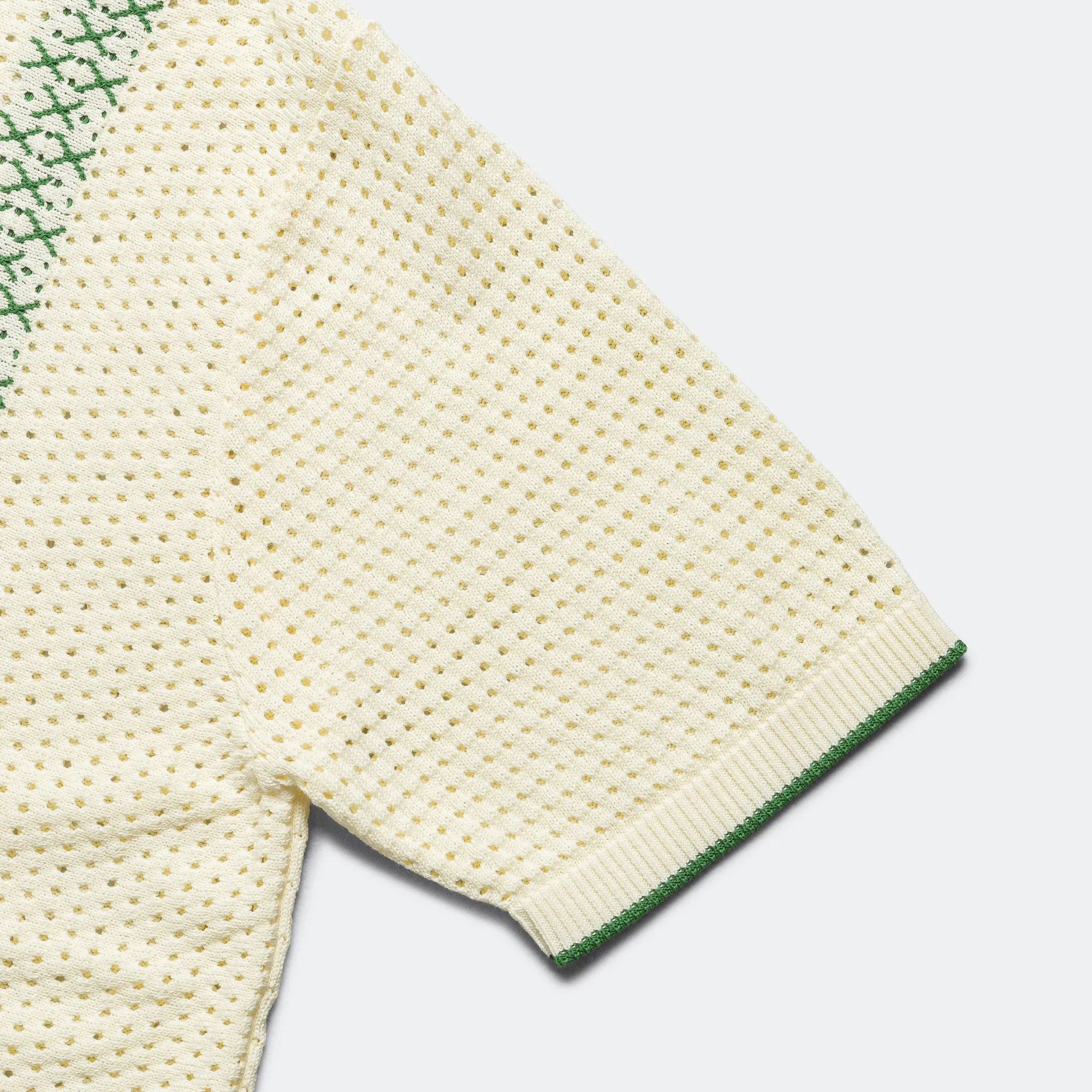 Beams Clothing Knit Polo Mesh Stripe - Off White