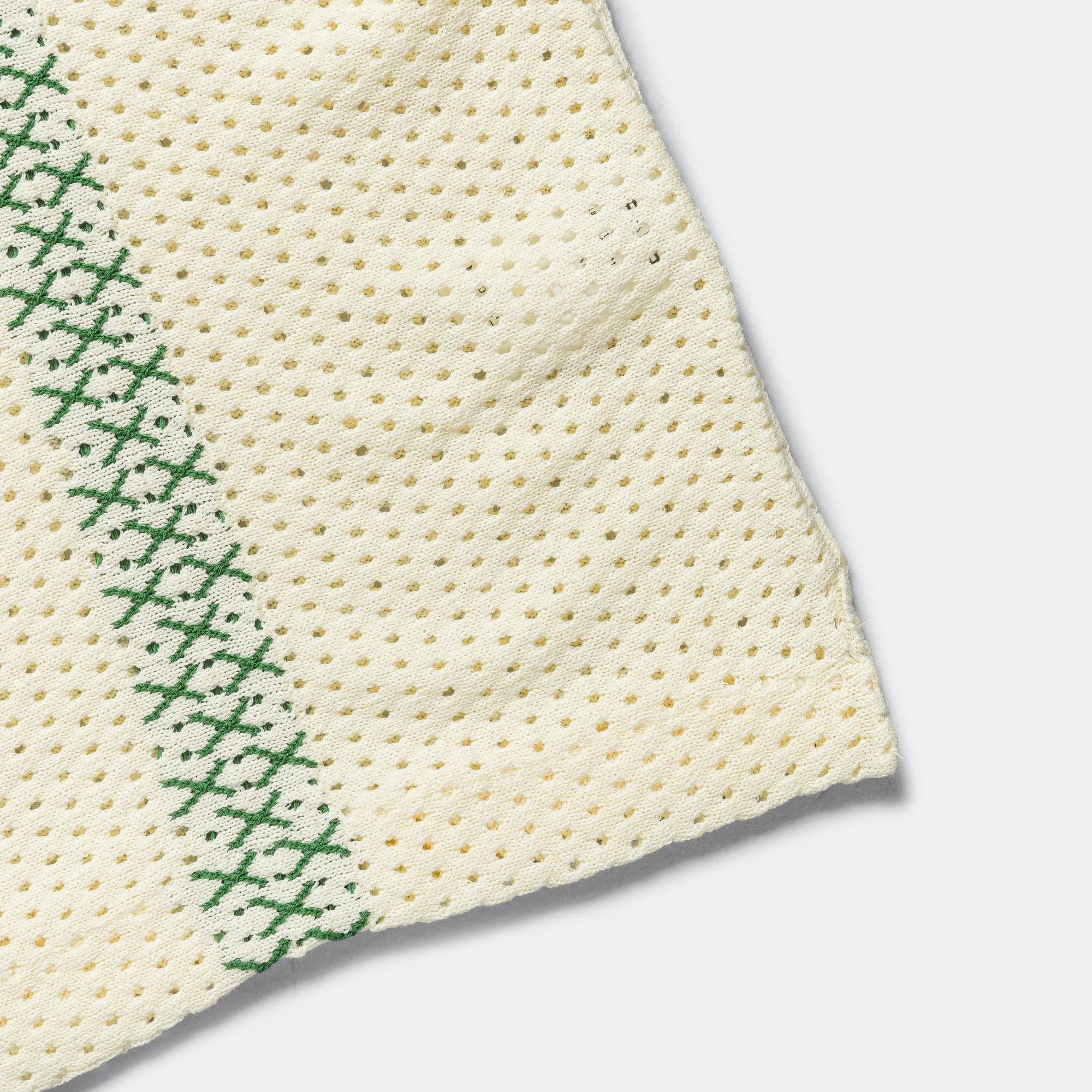 Beams Clothing Knit Polo Mesh Stripe - Off White