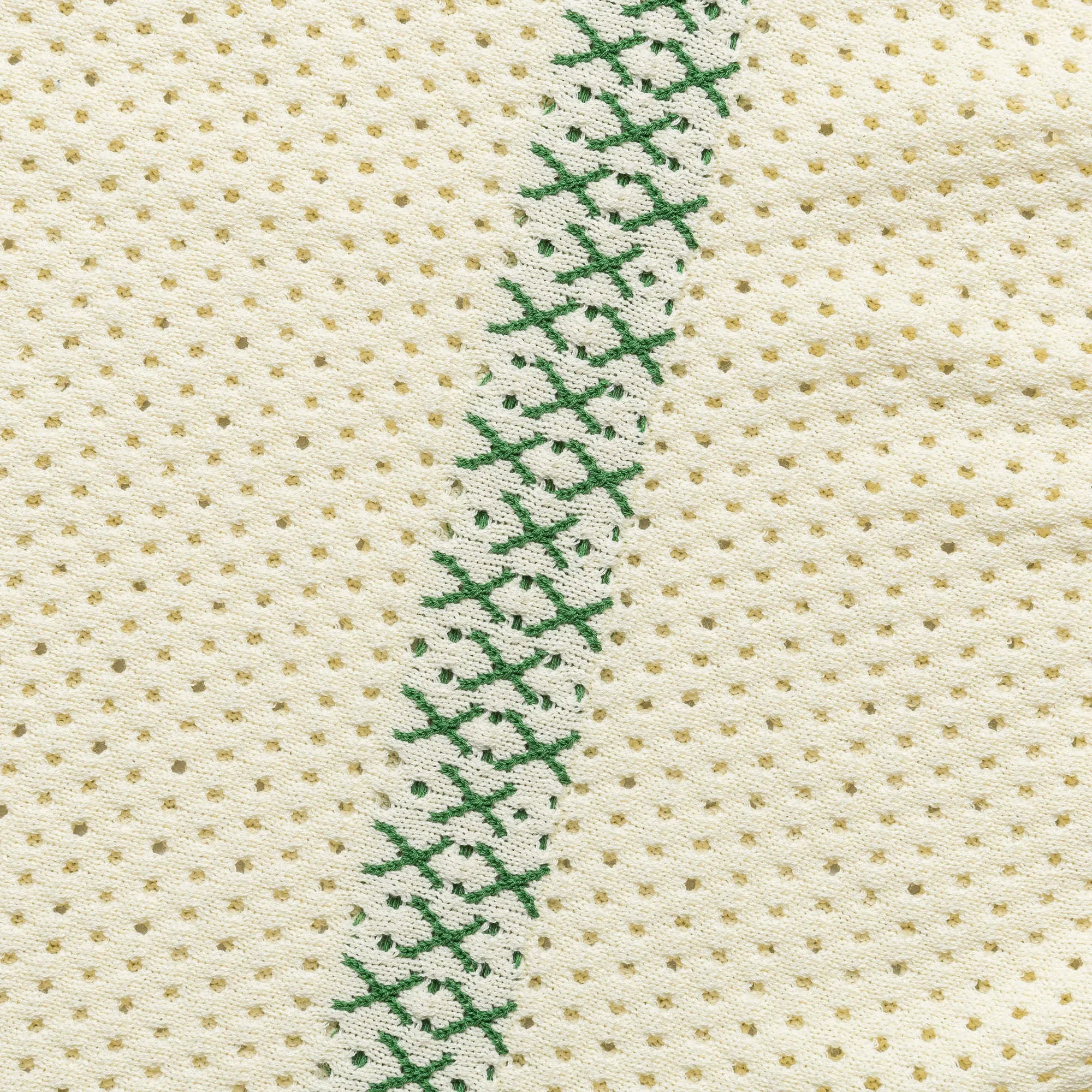 Beams Clothing Knit Polo Mesh Stripe - Off White