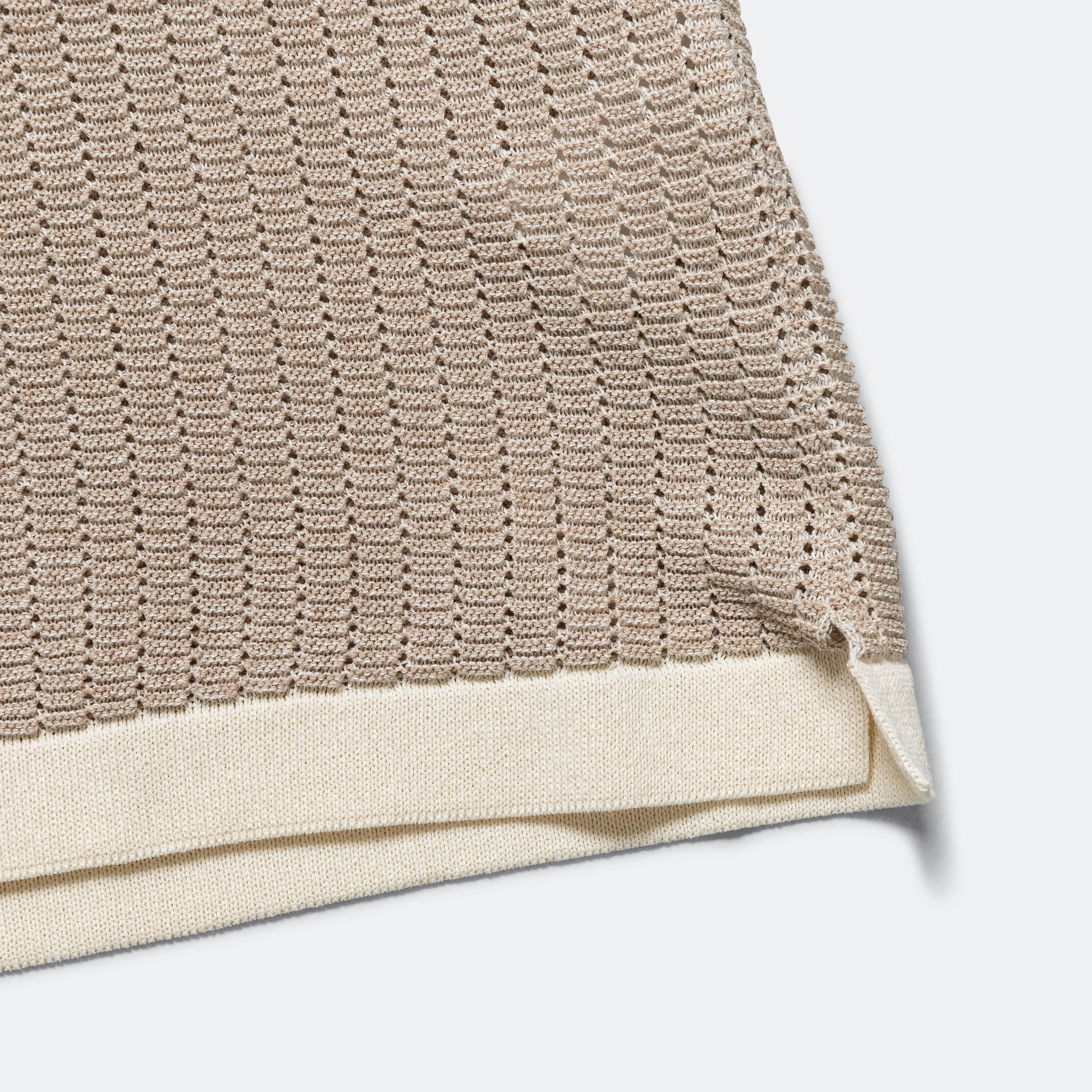 Beams Clothing Knit Polo "WASHI" 2 Tone - Off White