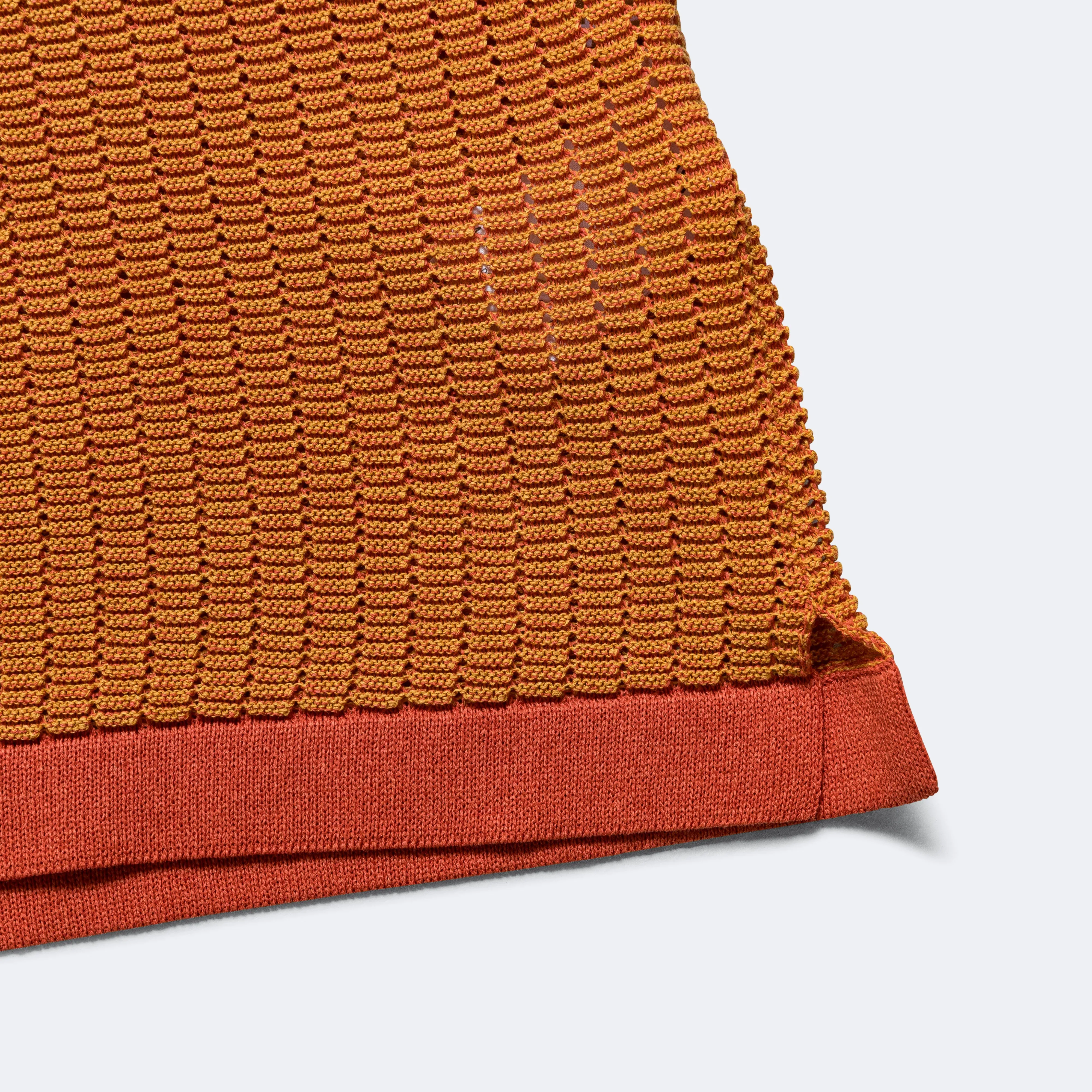 Beams Clothing Knit Polo "WASHI" 2 Tone - Orange