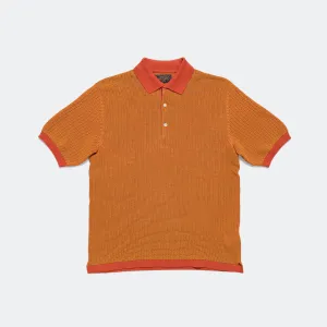 Beams Clothing Knit Polo "WASHI" 2 Tone - Orange
