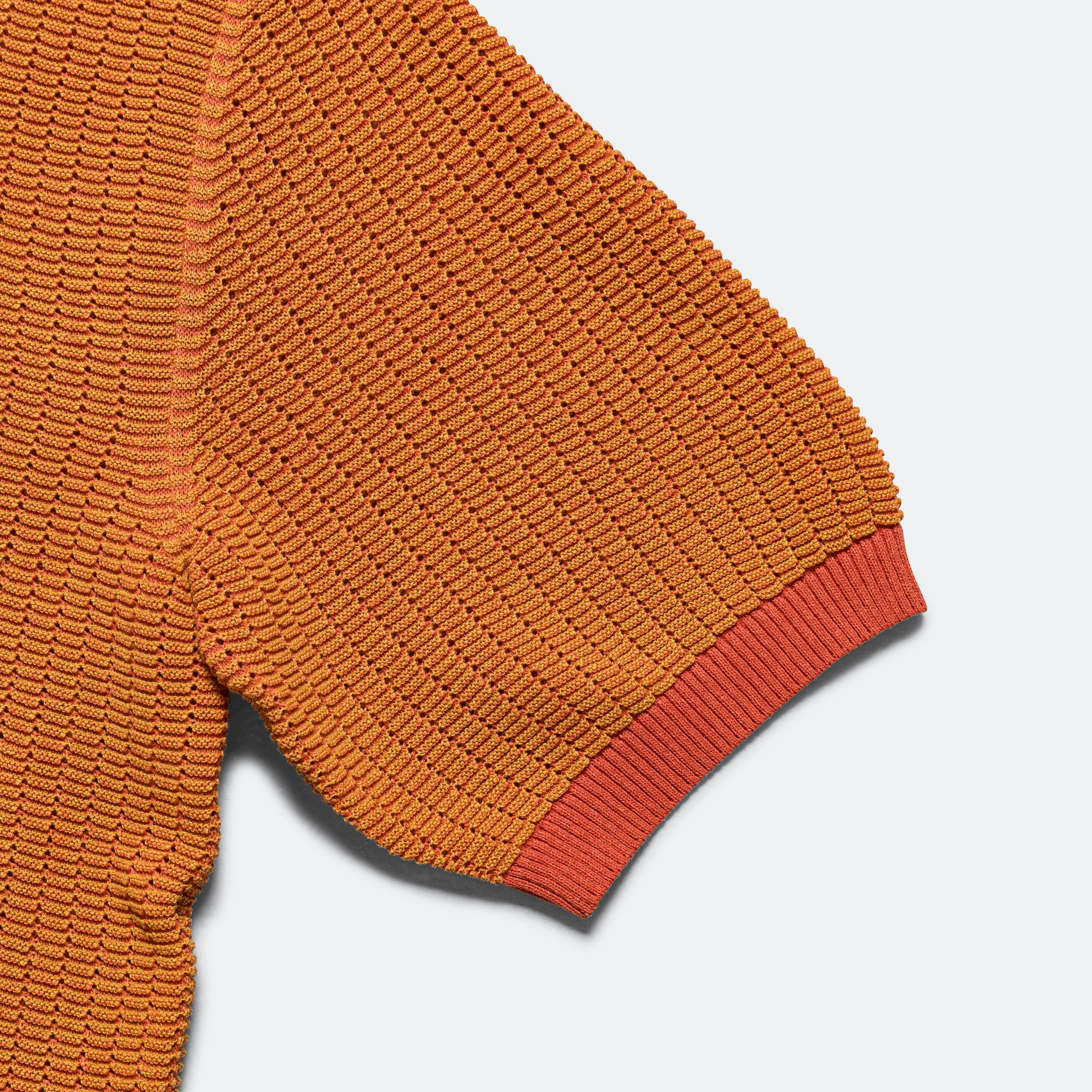 Beams Clothing Knit Polo "WASHI" 2 Tone - Orange