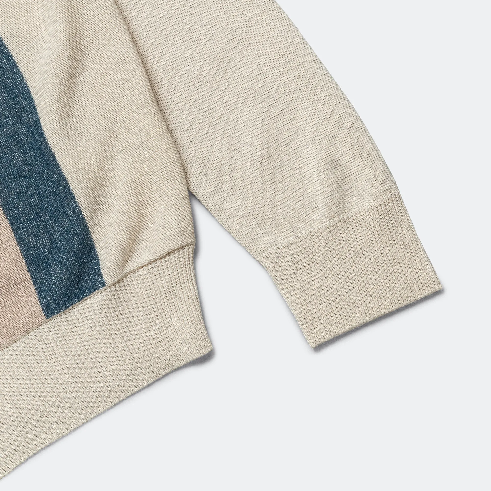 Beams Clothing Knit Polo Stripe Argyle - Off White