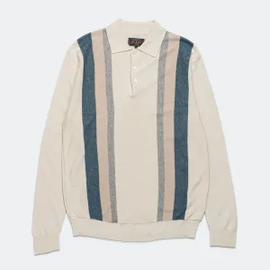 Beams Clothing Knit Polo Stripe Argyle - Off White