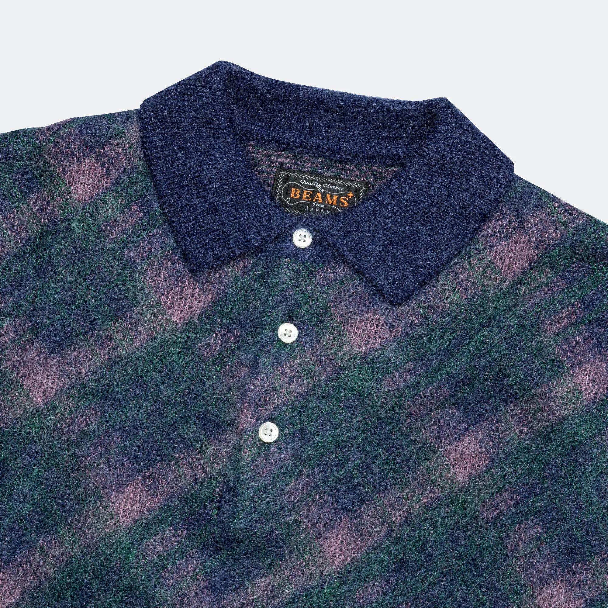 Beams Clothing Knit Polo Stripe - Navy
