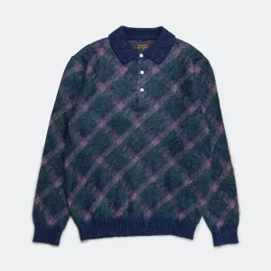 Beams Clothing Knit Polo Stripe - Navy