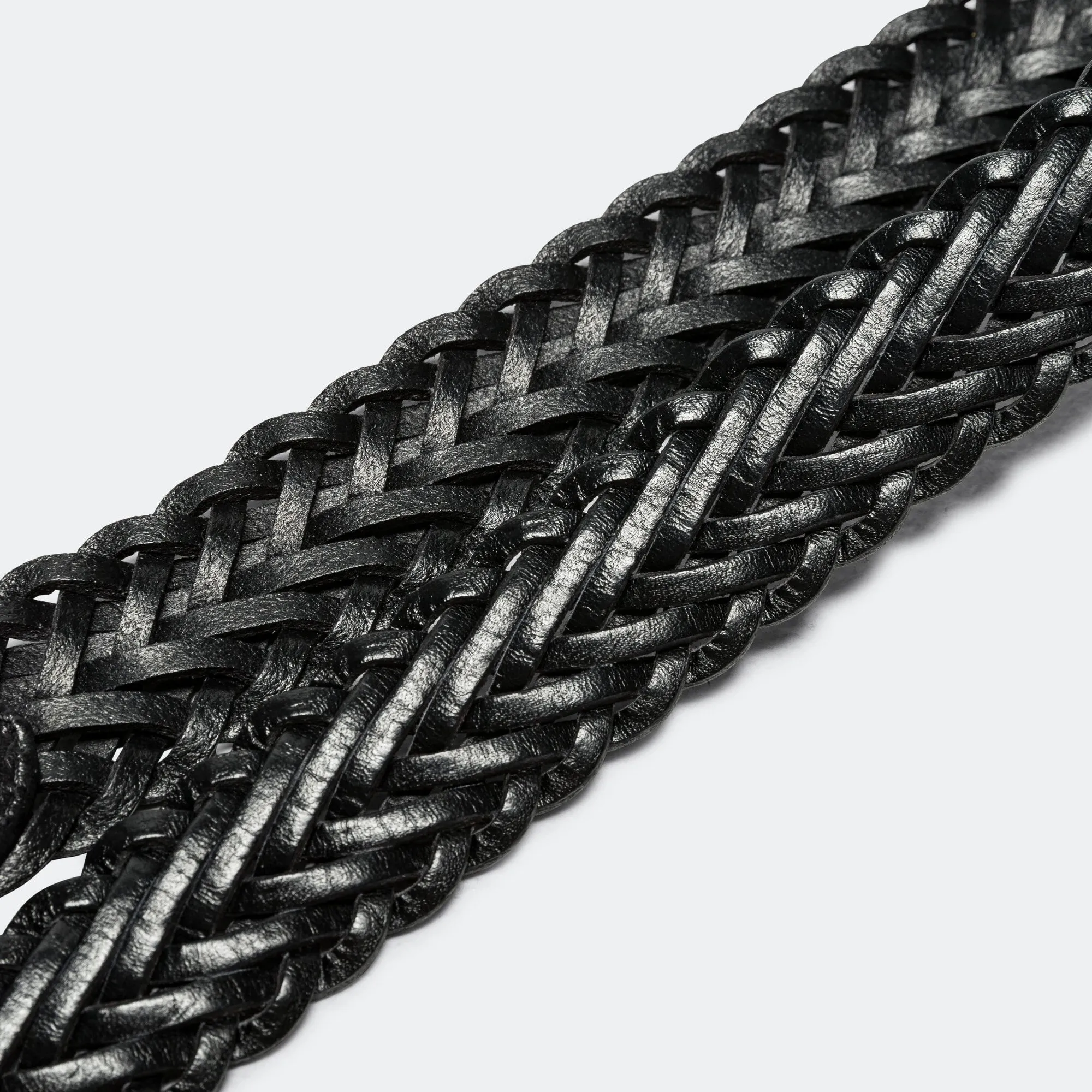 Beams Clothing Leather Mesh Belt - Black