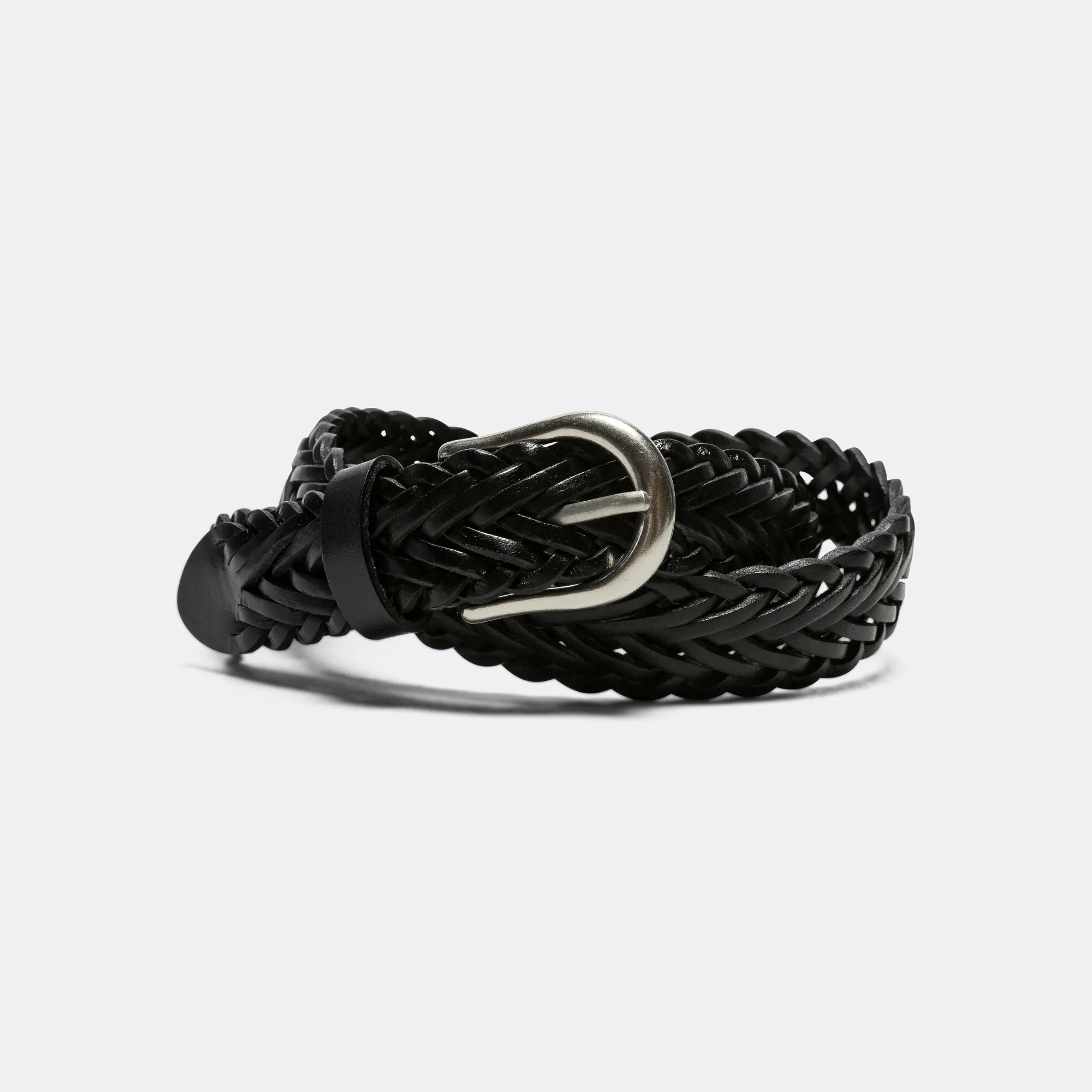 Beams Clothing Leather Mesh Belt - Black