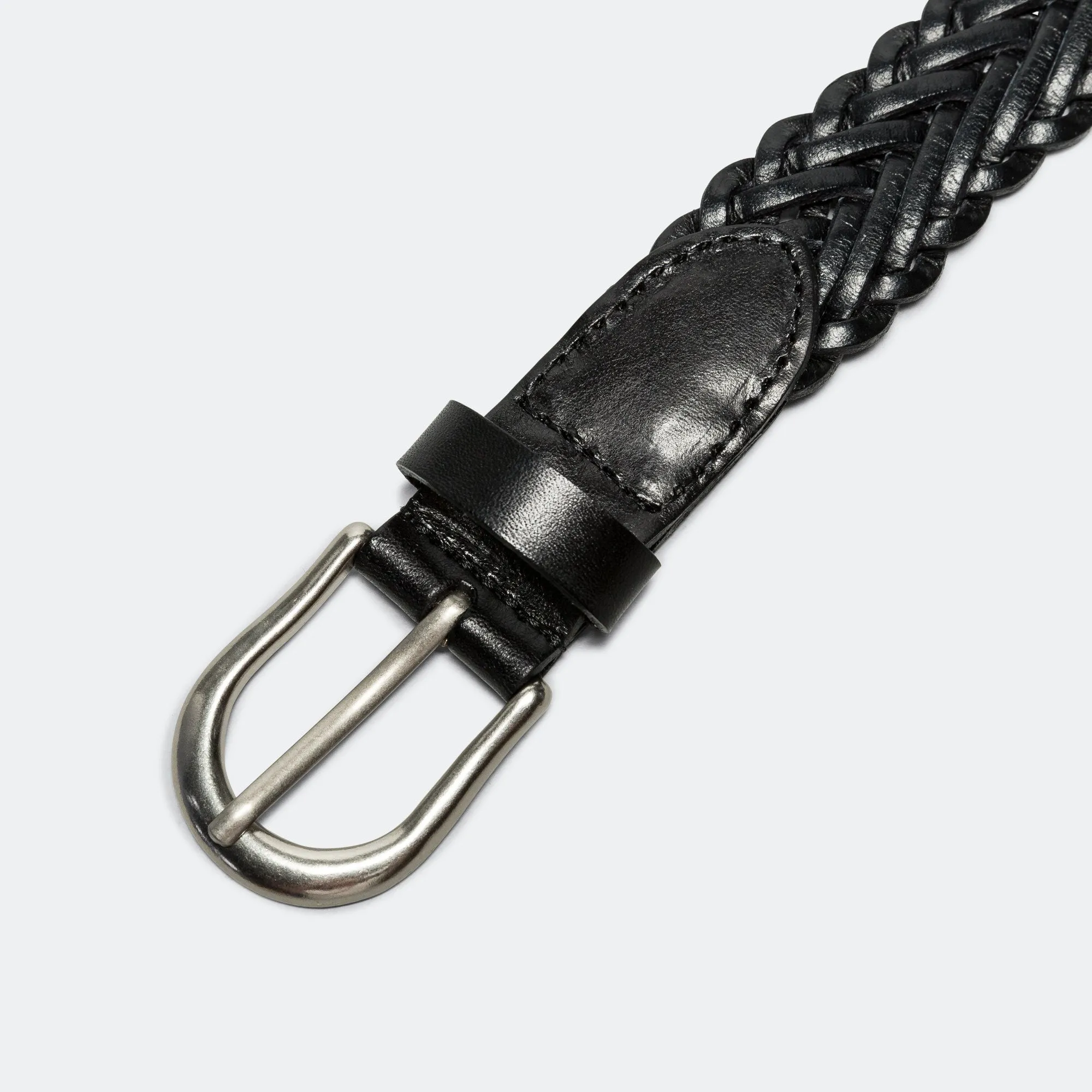 Beams Clothing Leather Mesh Belt - Black