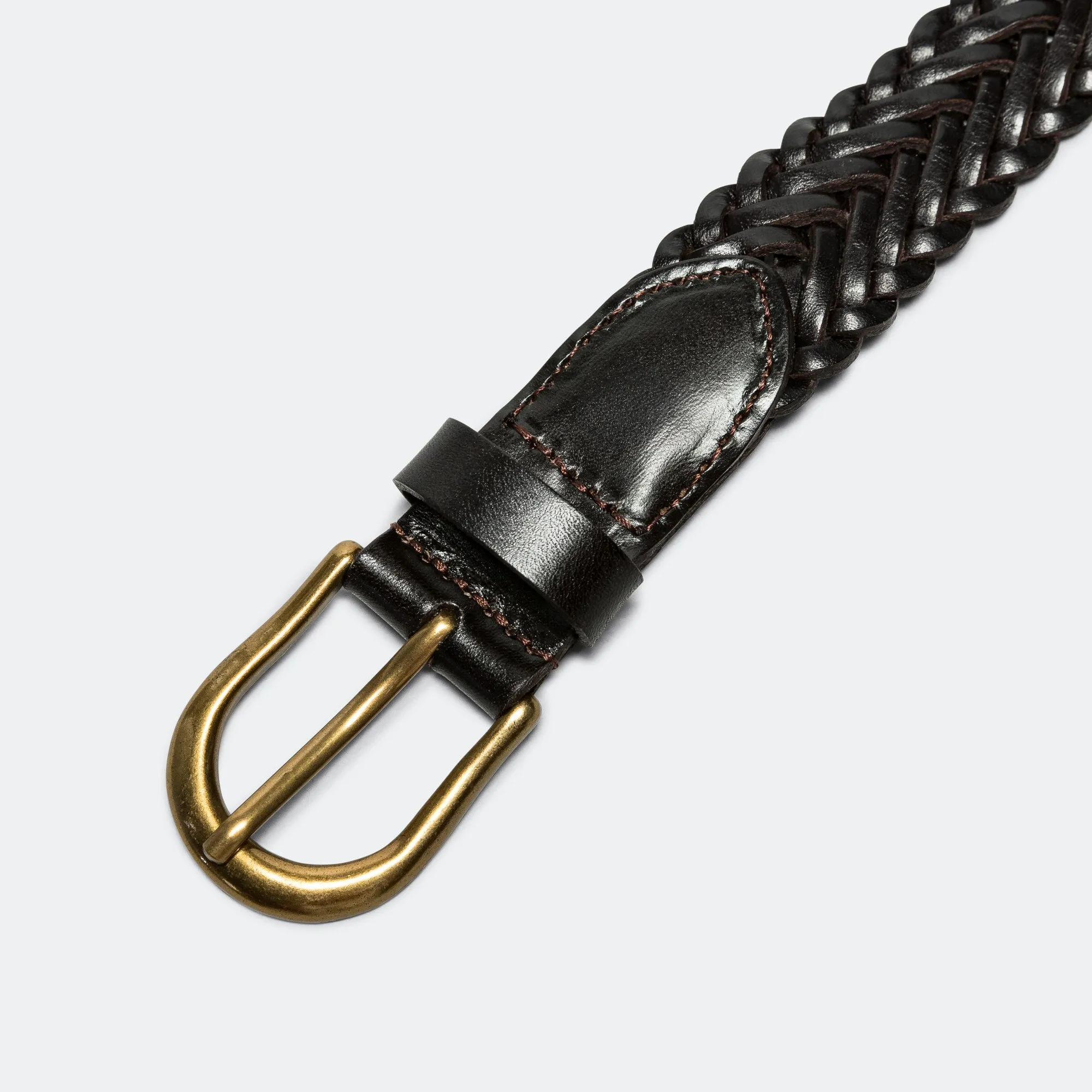 Beams Clothing Leather Mesh Belt - Brown