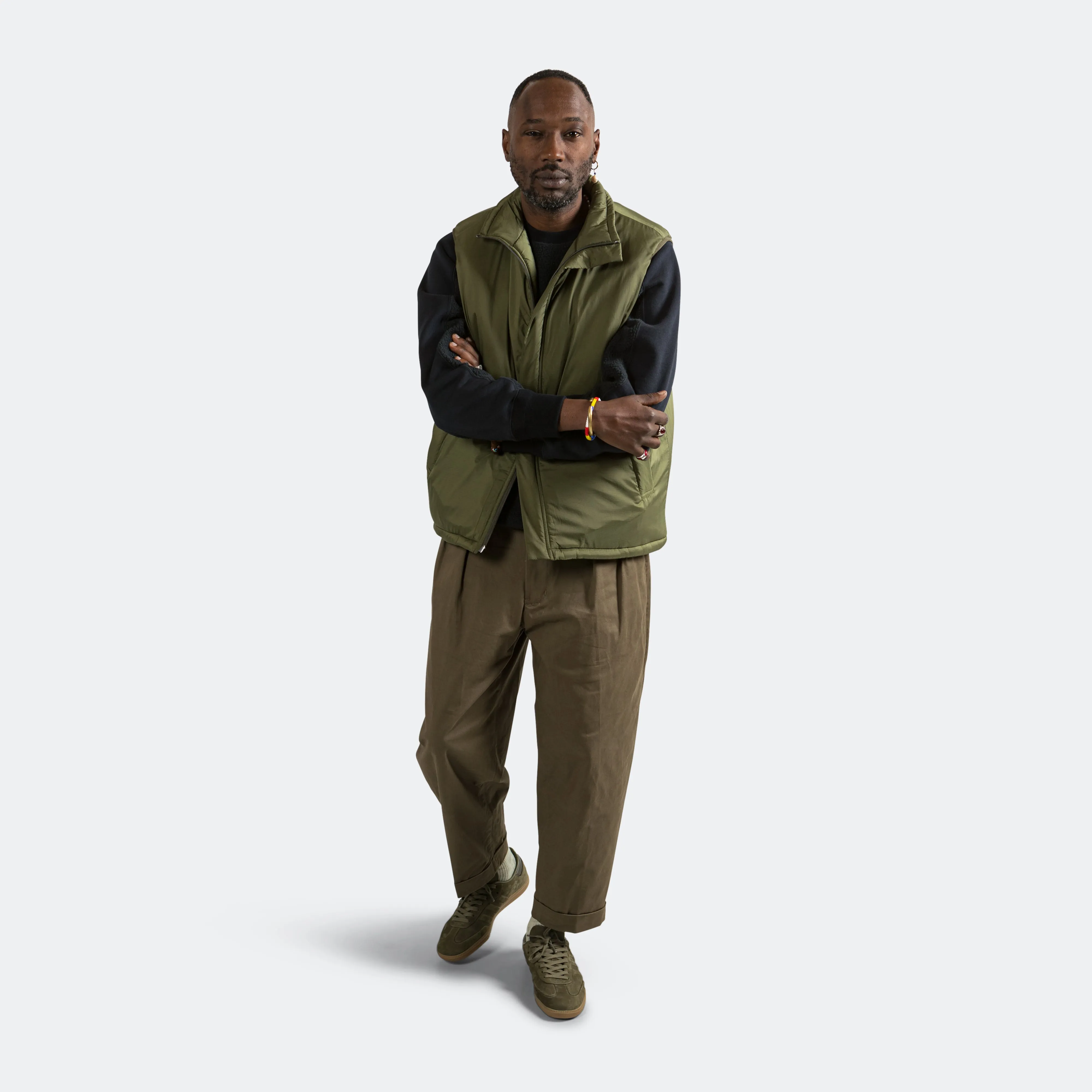 Beams Clothing MIL Puff Vest Nylon Rip Stop - Olive