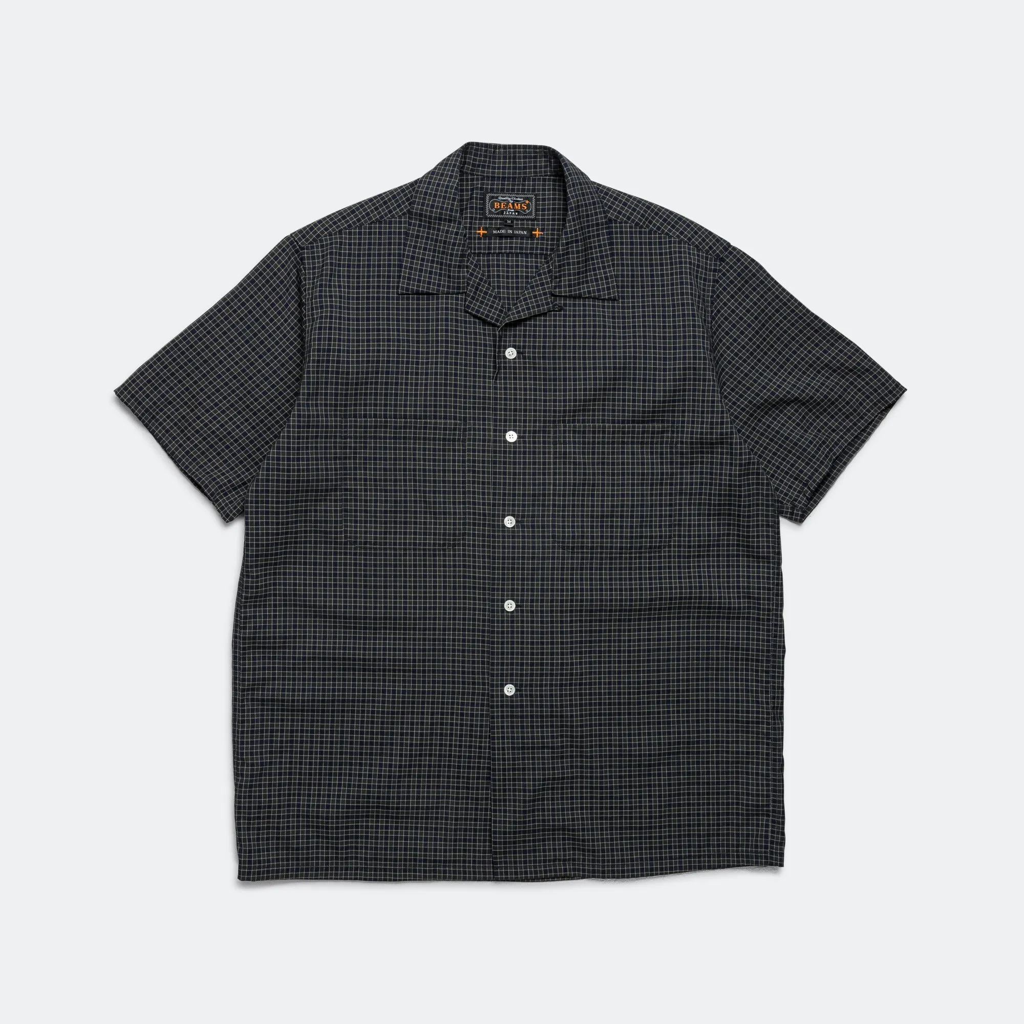 Beams Clothing Open Collar Washable Wool Plaid - Green