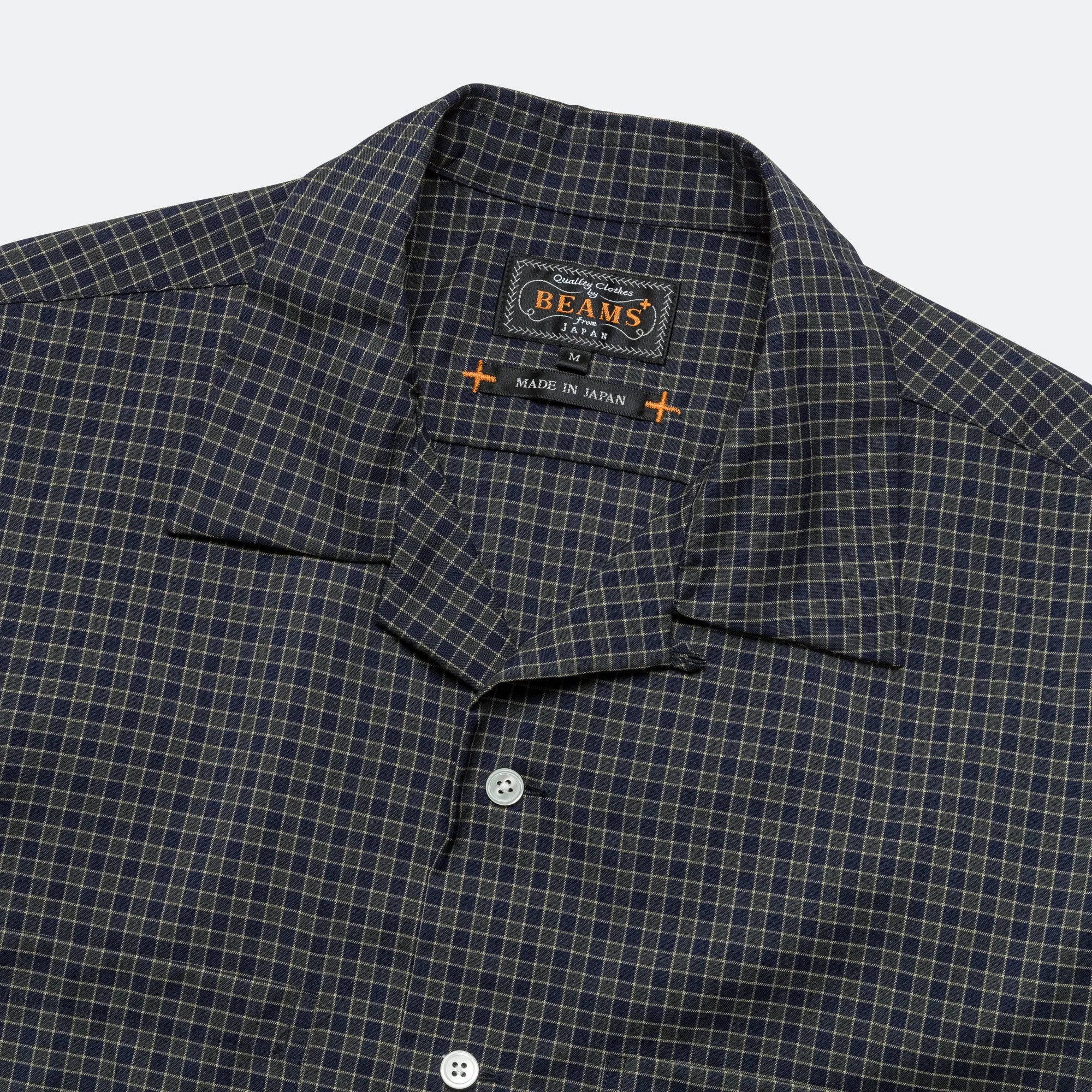 Beams Clothing Open Collar Washable Wool Plaid - Green