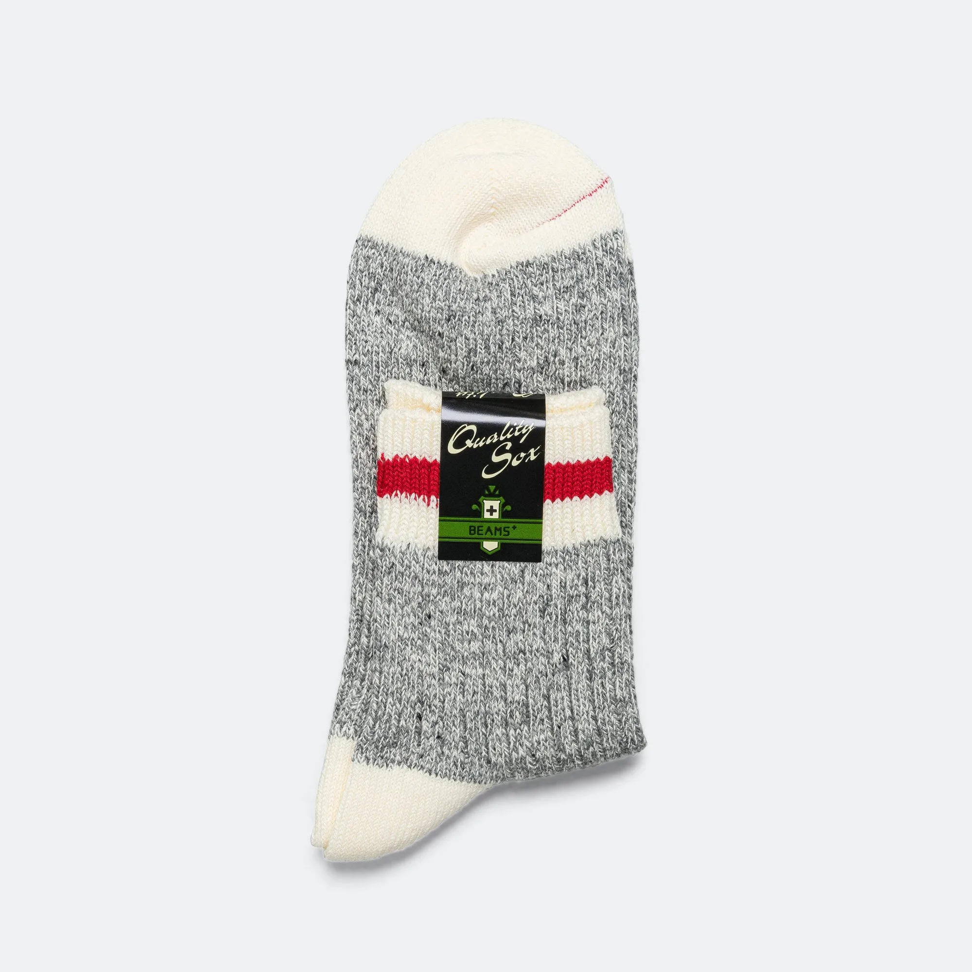Beams Clothing Rag Socks 1/4 - Grey/Red