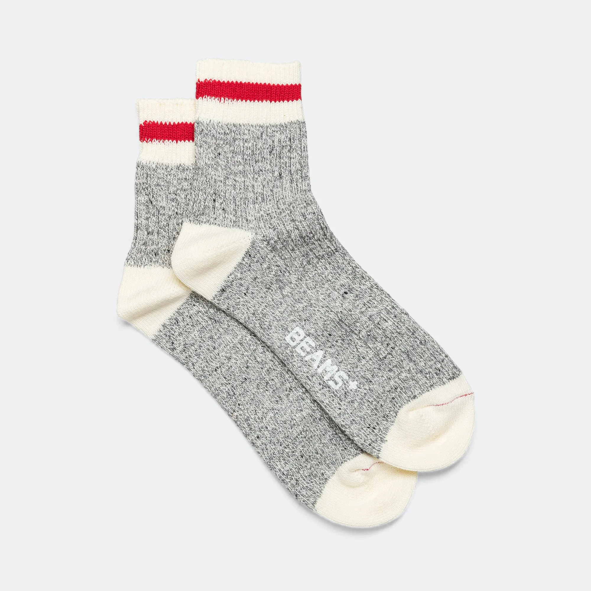 Beams Clothing Rag Socks 1/4 - Grey/Red