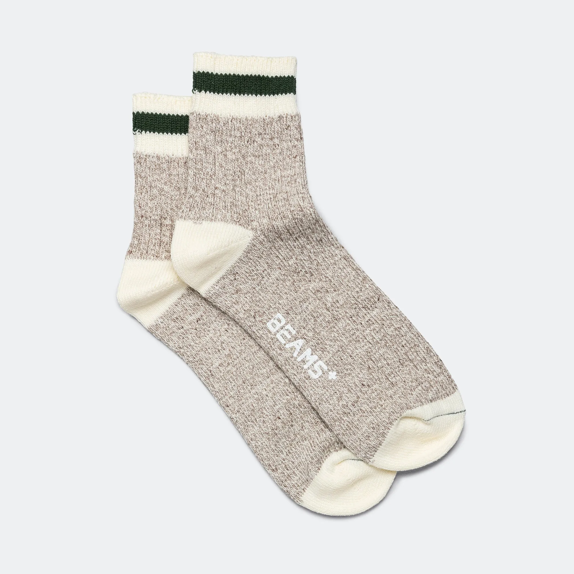 Beams Clothing Rag Socks 1/4 - Oatmeal/Green