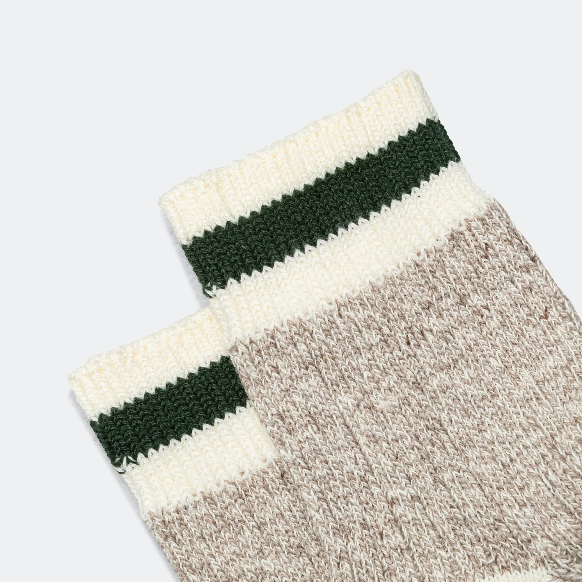 Beams Clothing Rag Socks 1/4 - Oatmeal/Green