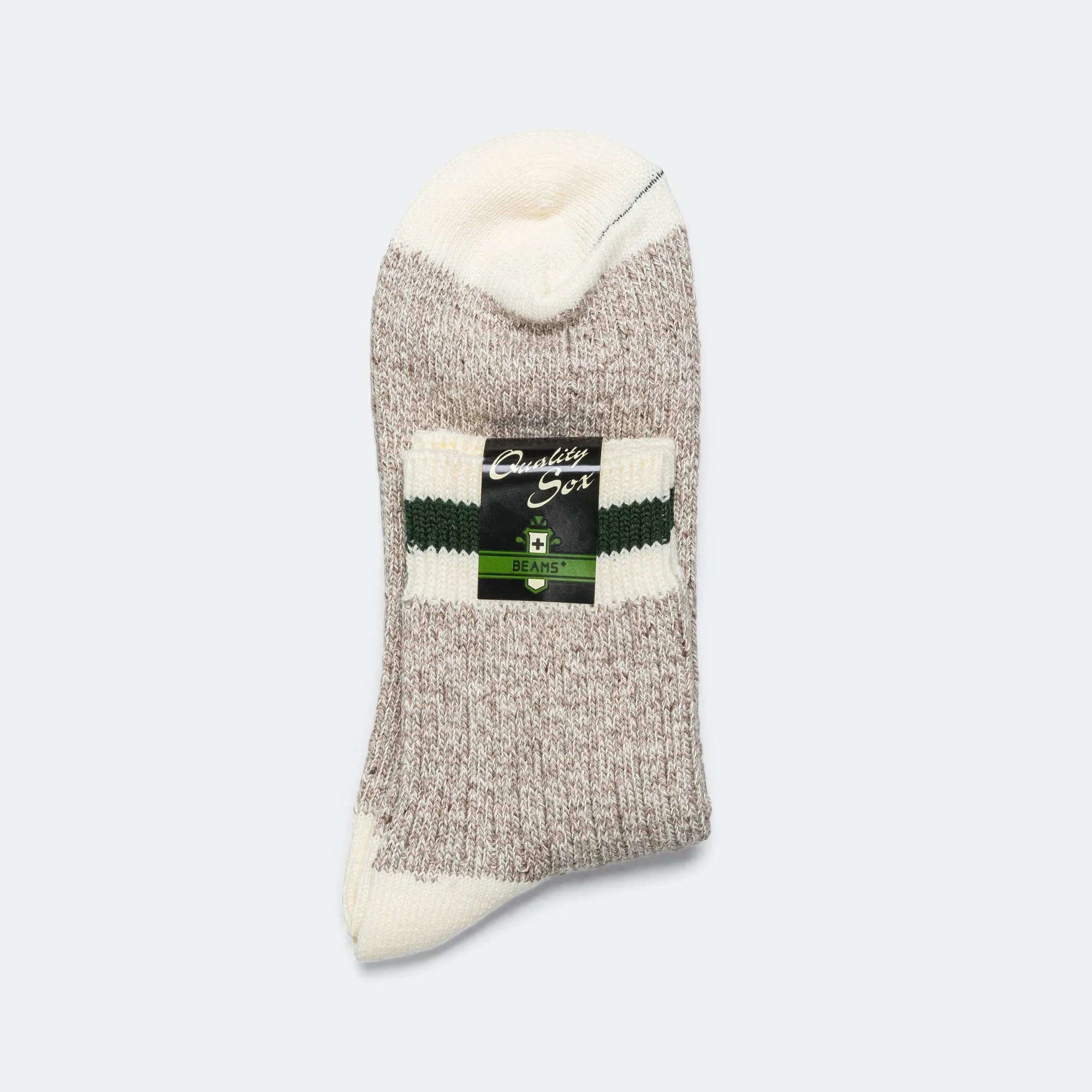 Beams Clothing Rag Socks 1/4 - Oatmeal/Green