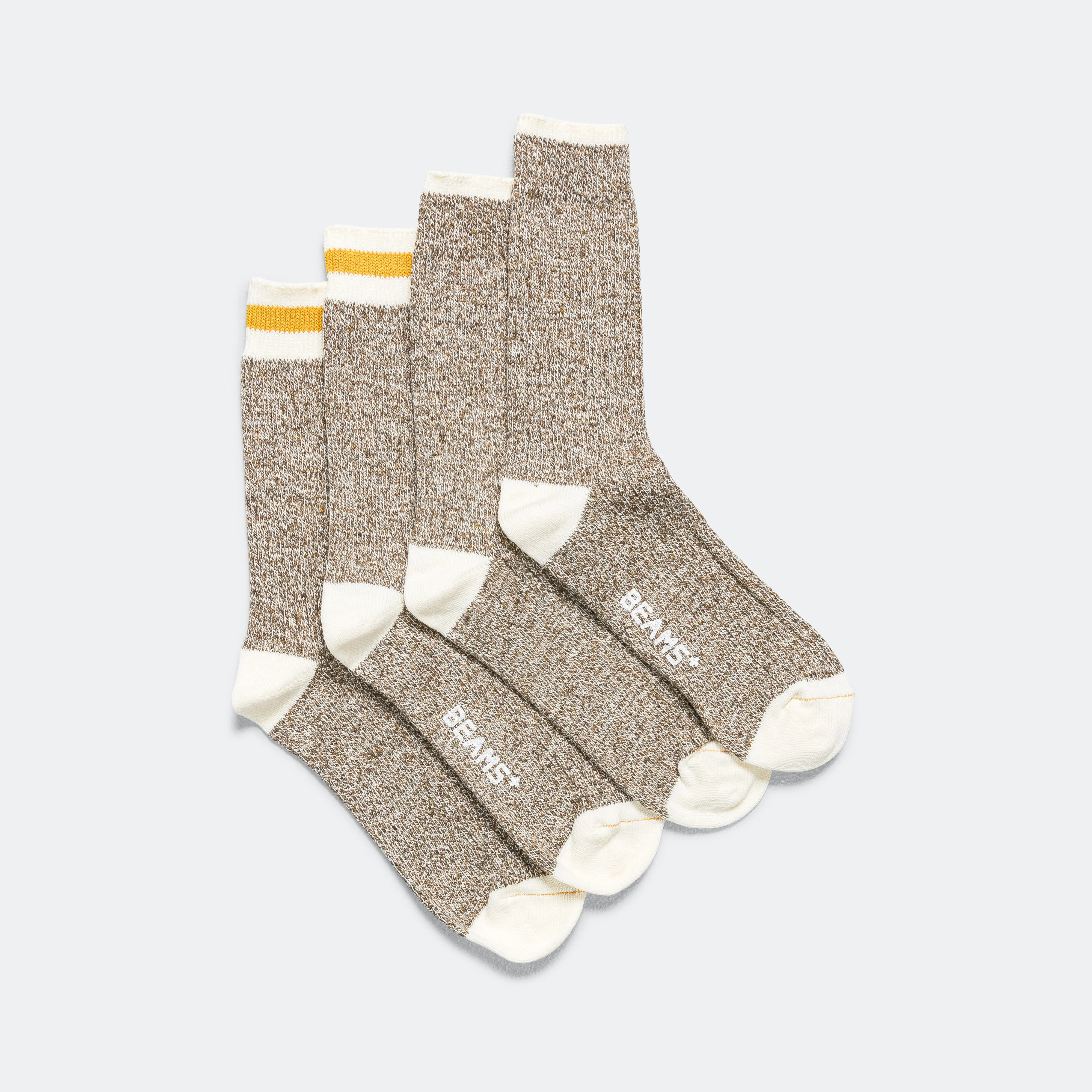 Beams Clothing Rag Socks - Khaki/Yellow