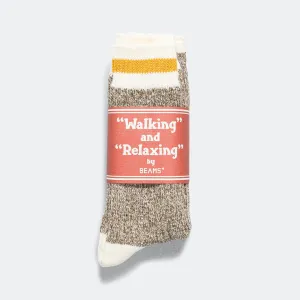 Beams Clothing Rag Socks - Khaki/Yellow
