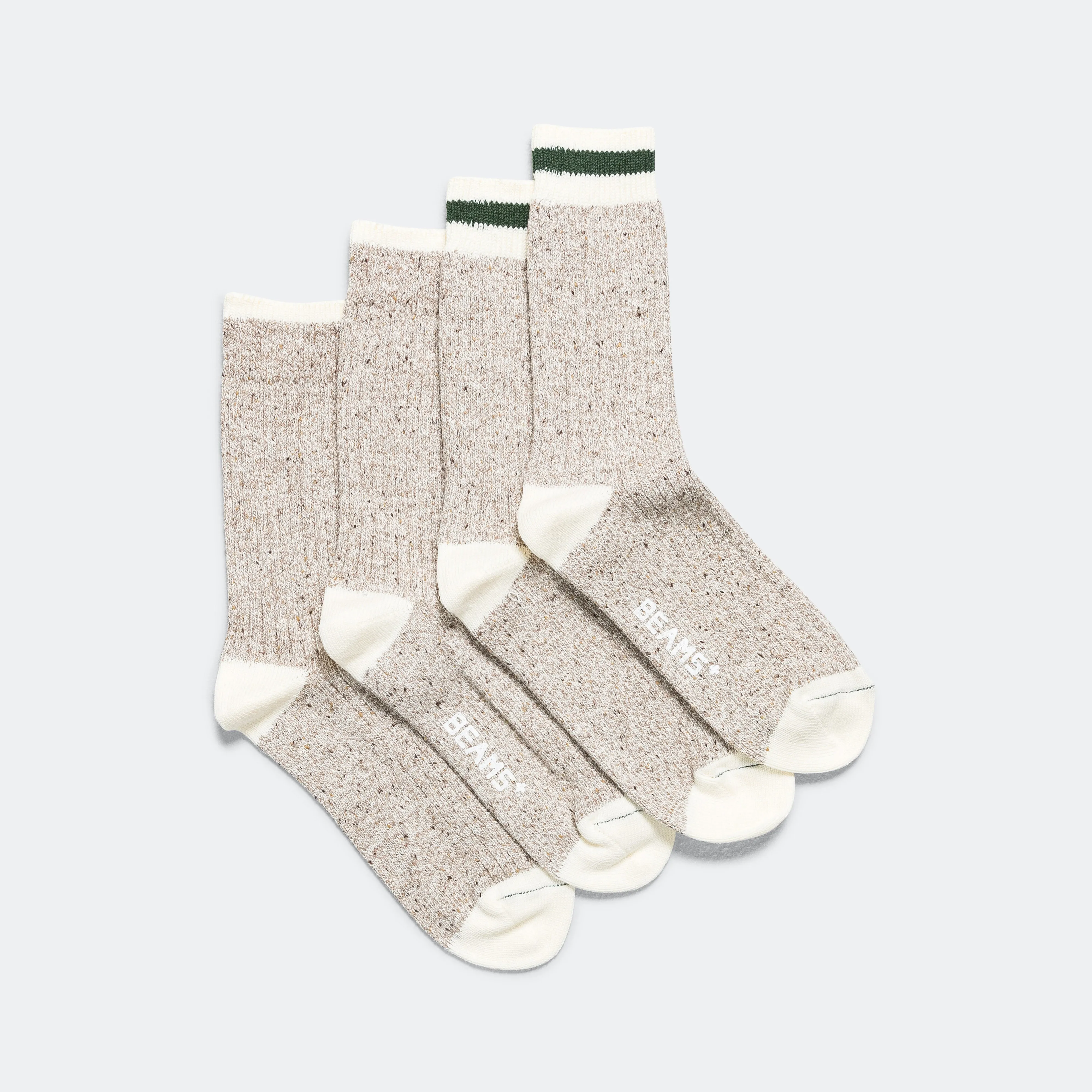 Beams Clothing Rag Socks - Oatmeal/Green