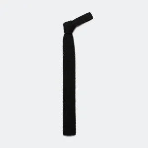 Beams Clothing Silk Knit Tie Solid - Black