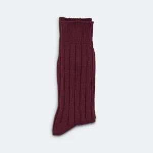 Beams Clothing Solid Rib Socks - Burgundy