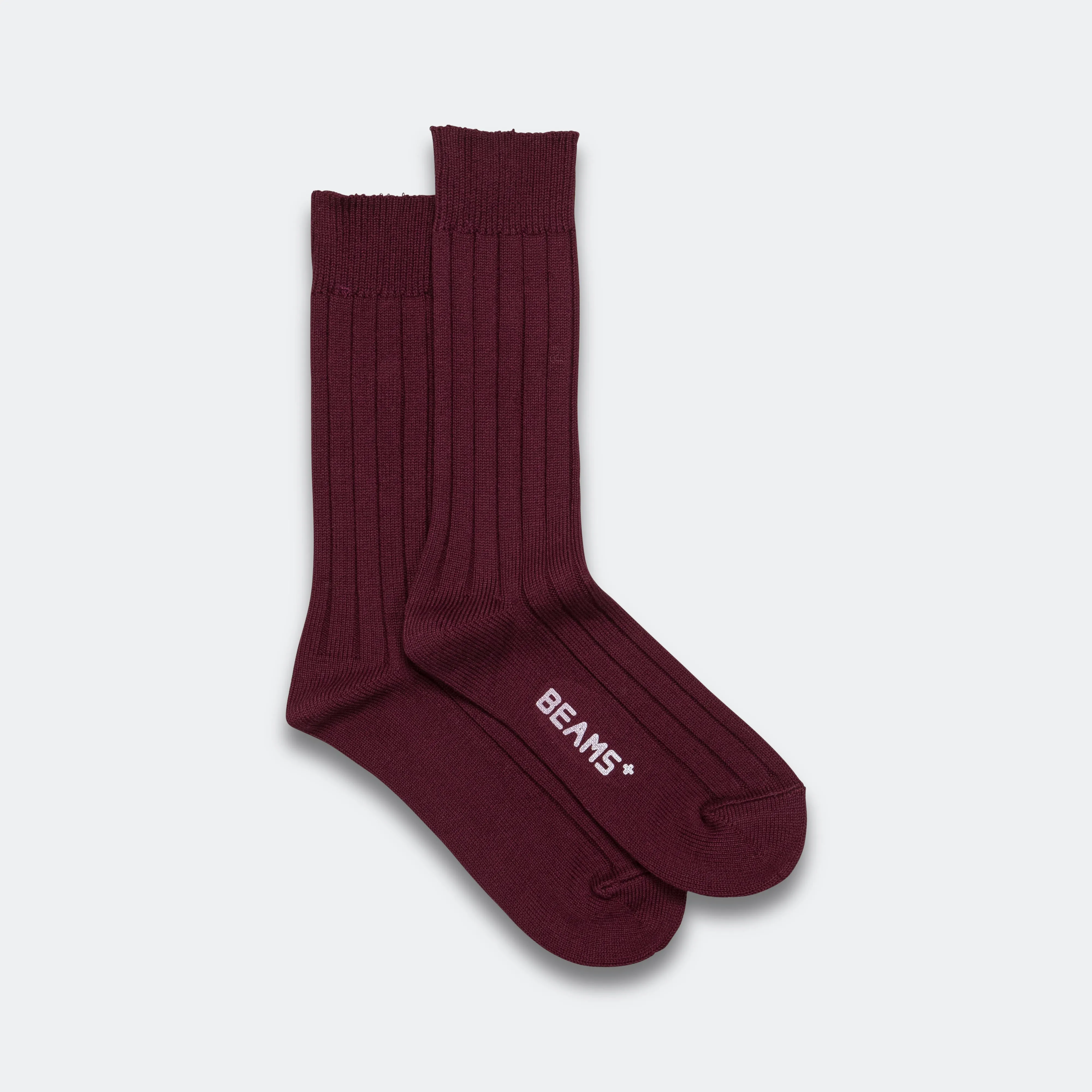 Beams Clothing Solid Rib Socks - Burgundy