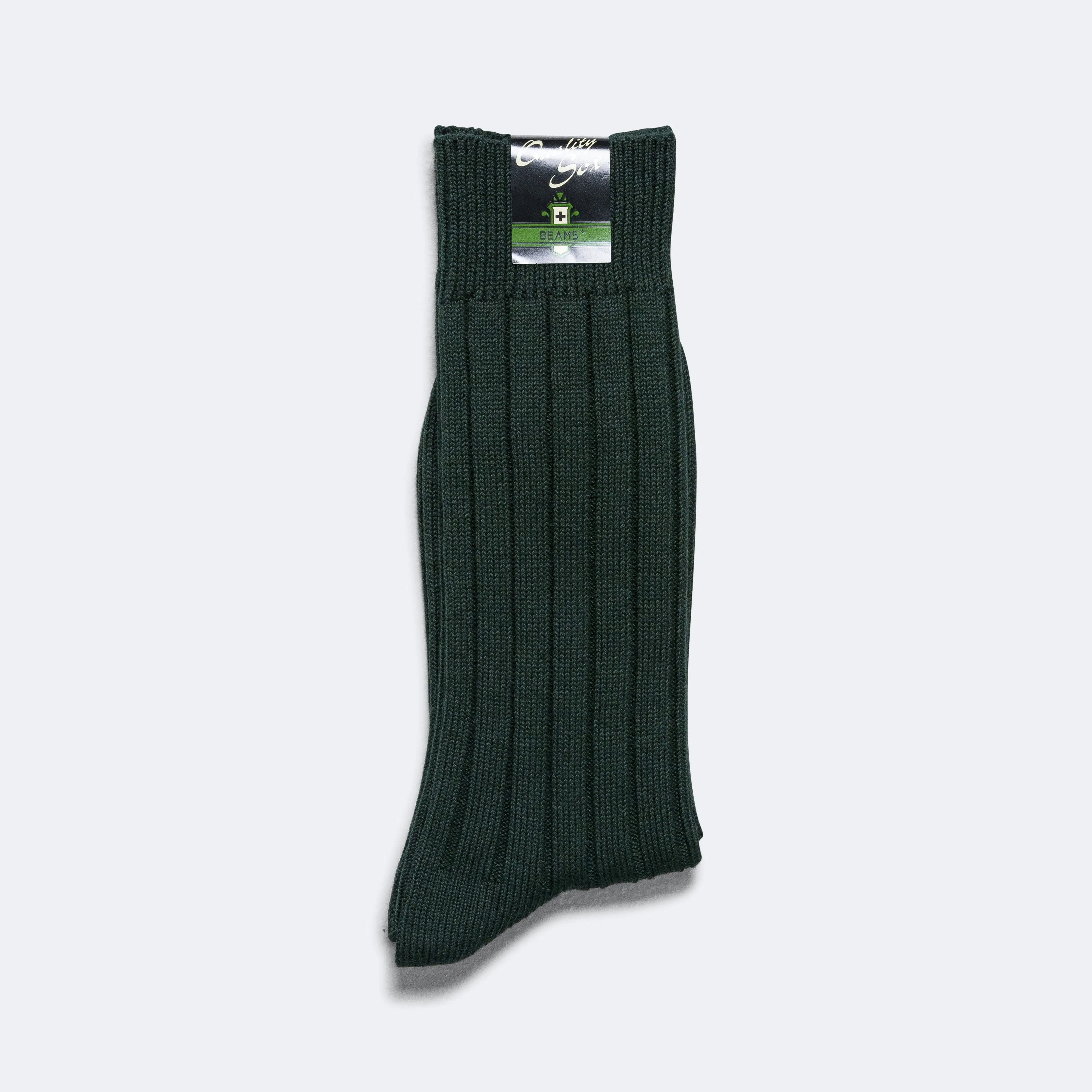 Beams Clothing Solid Rib Socks - Green