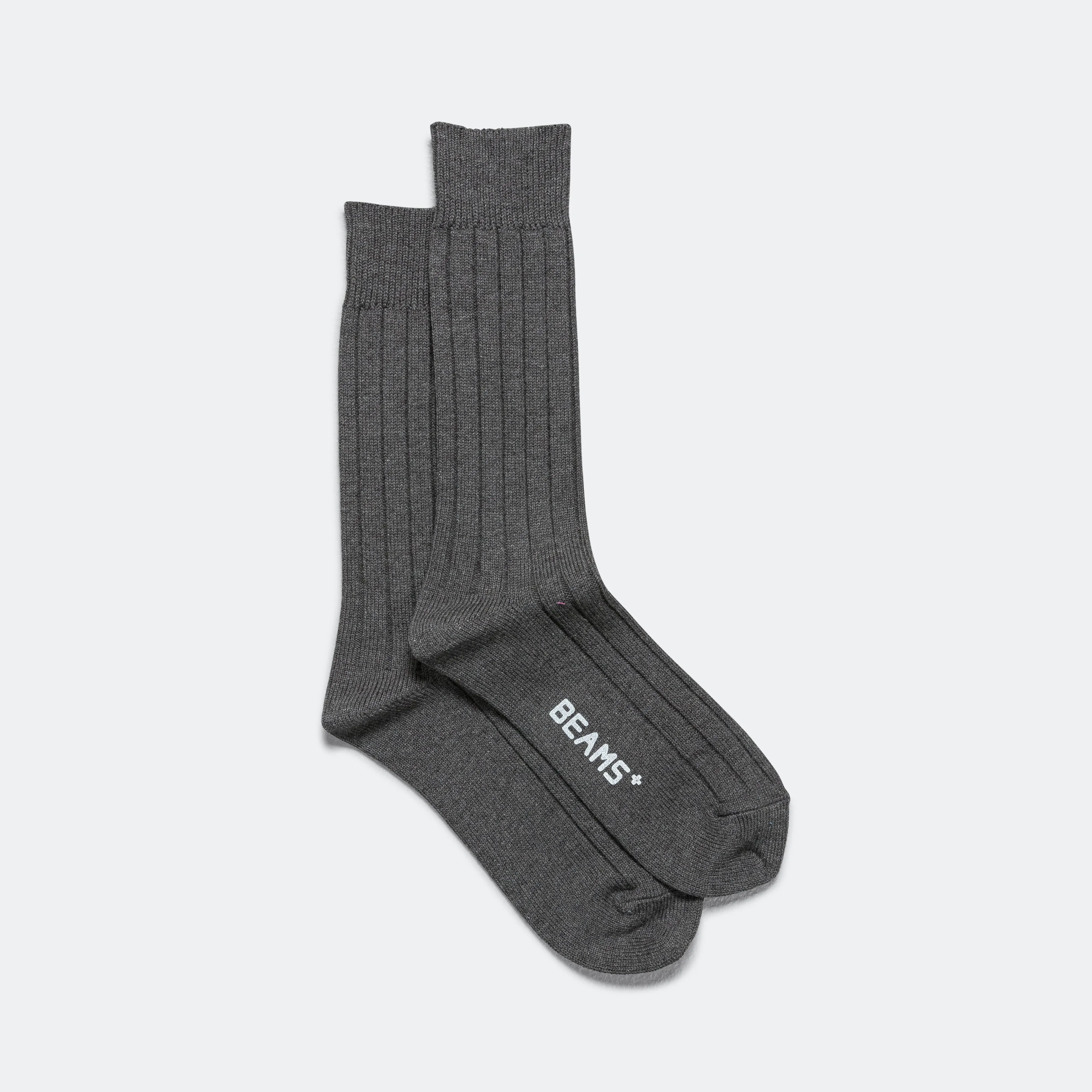 Beams Clothing Solid Ribs Socks - Charcoal