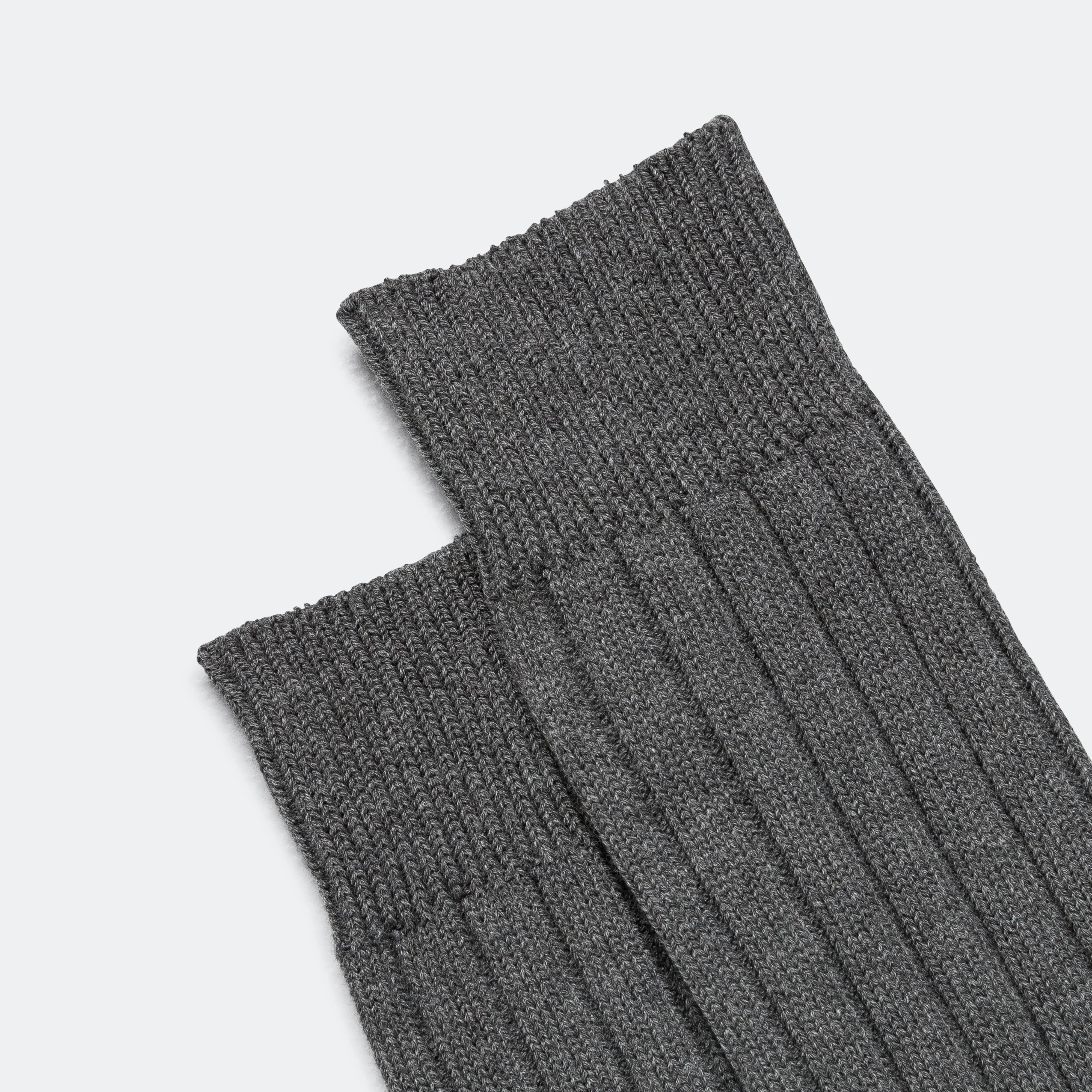 Beams Clothing Solid Ribs Socks - Charcoal