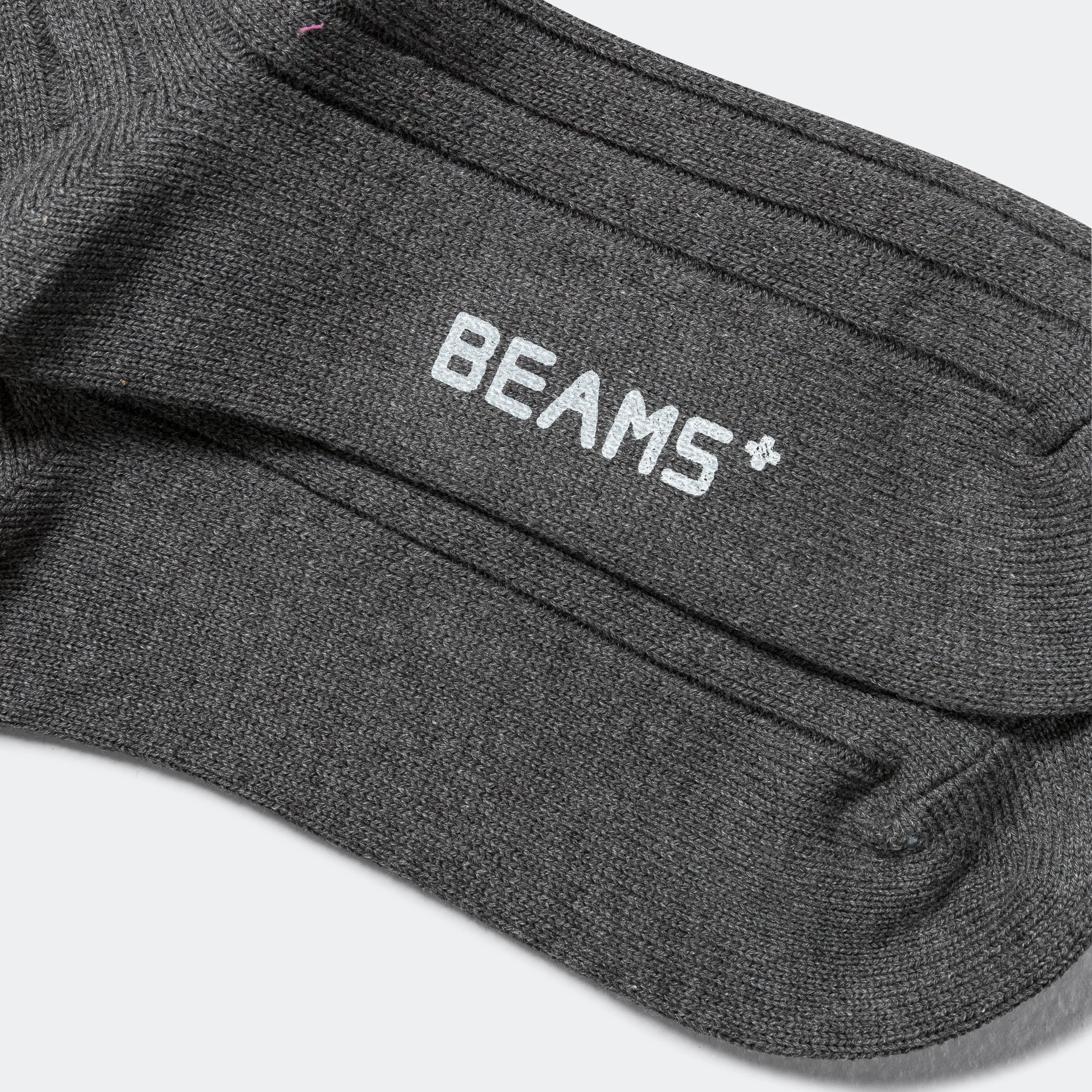 Beams Clothing Solid Ribs Socks - Charcoal