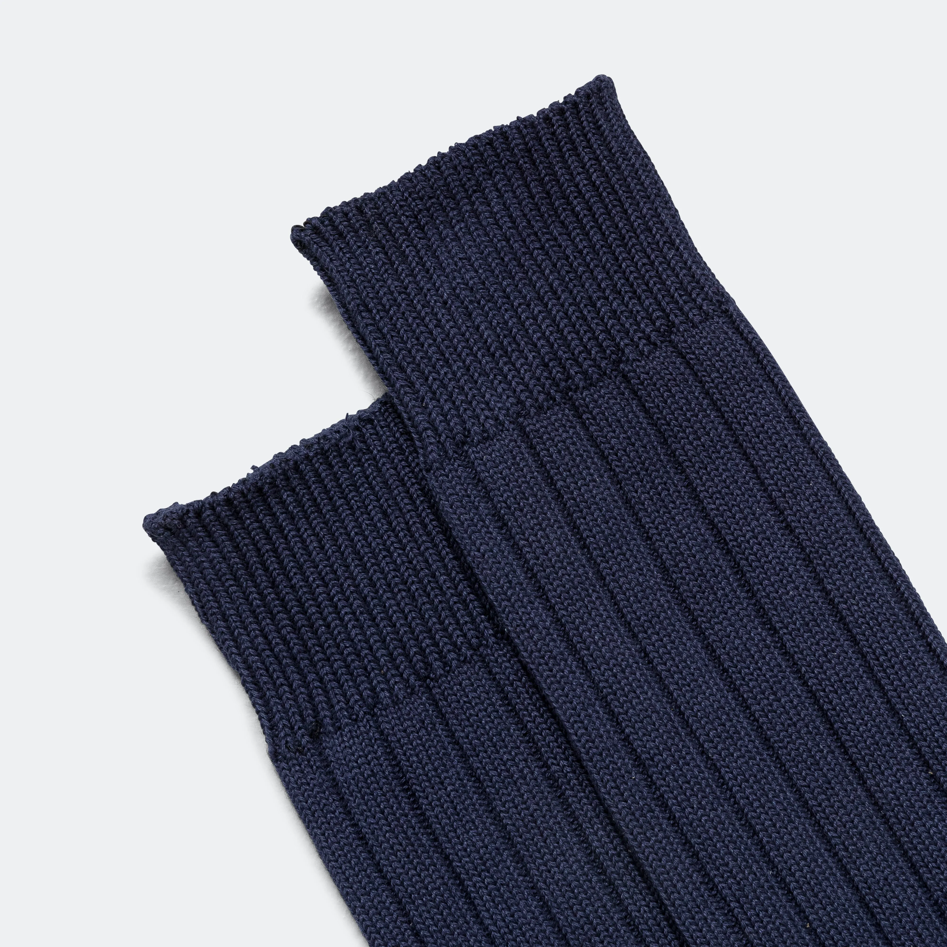 Beams Clothing Solid Ribs Socks - Navy