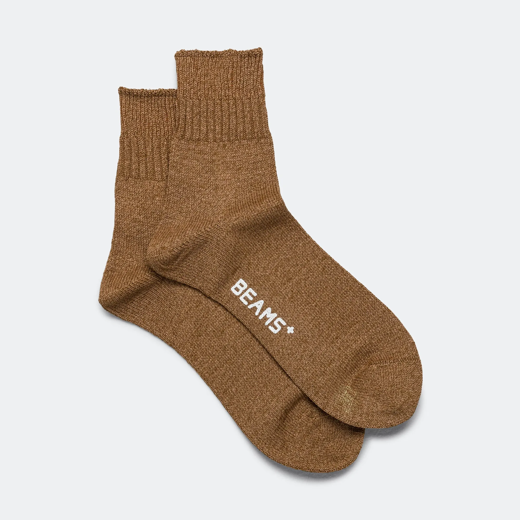 Beams Clothing WASHI Short Rib Socks - Brown