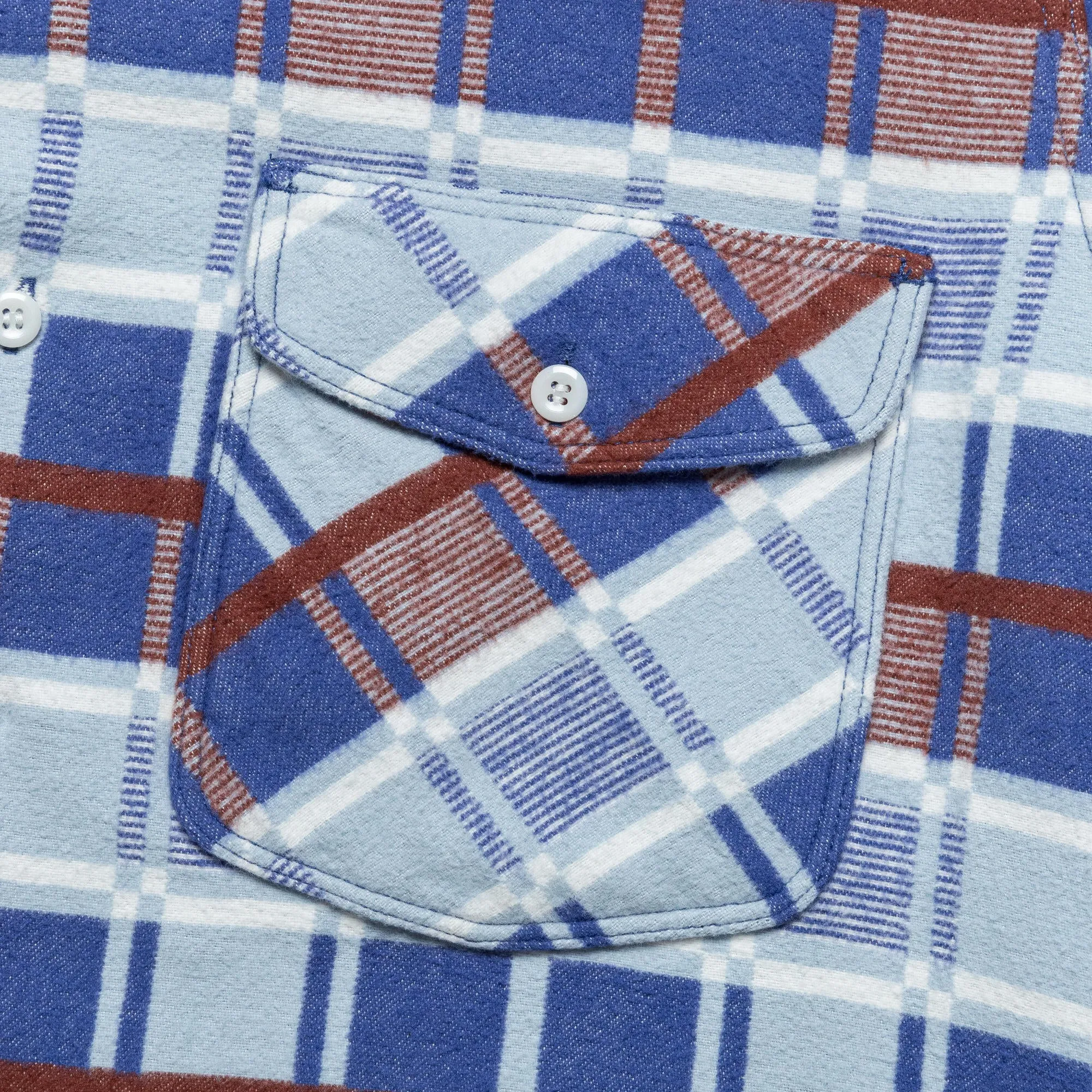 Beams Clothing WORK Classic Fit Block Plaid Jacquard - Sax