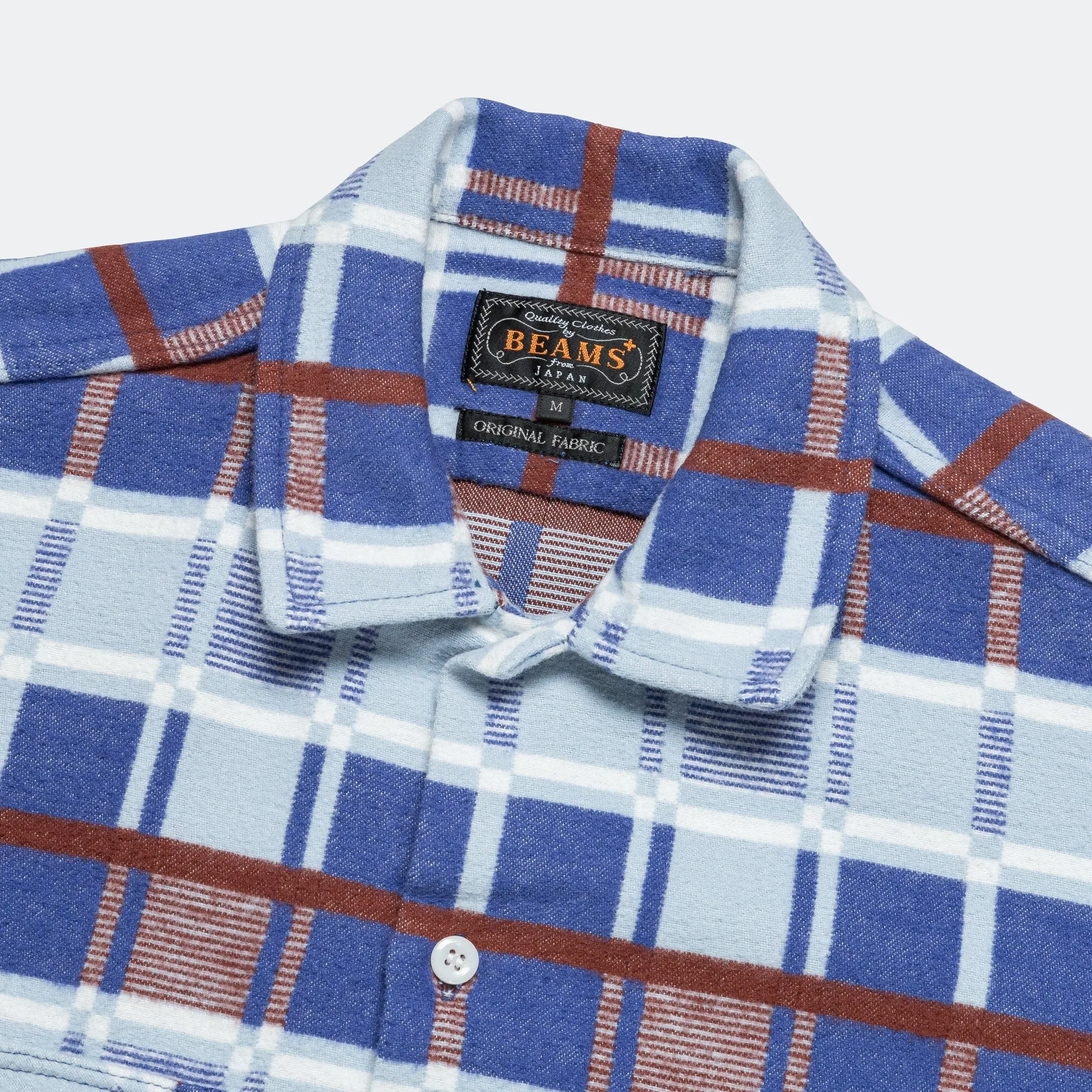 Beams Clothing WORK Classic Fit Block Plaid Jacquard - Sax