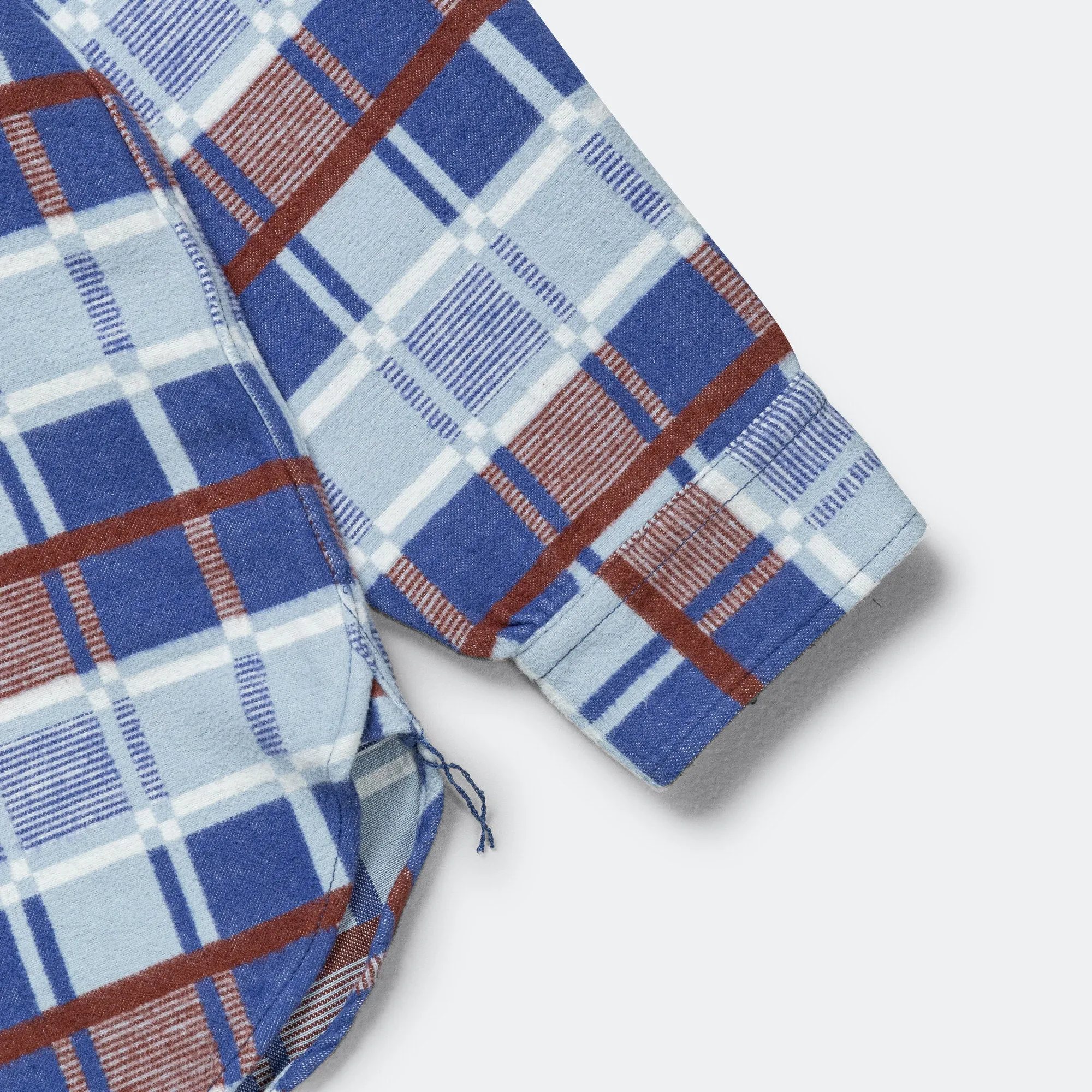 Beams Clothing WORK Classic Fit Block Plaid Jacquard - Sax