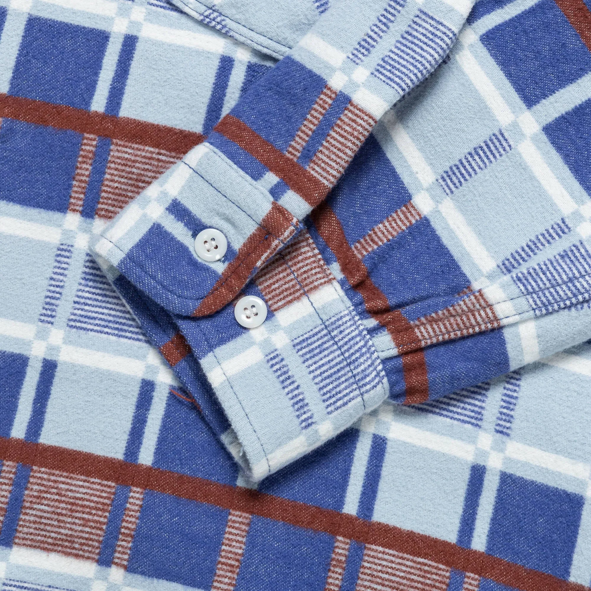 Beams Clothing WORK Classic Fit Block Plaid Jacquard - Sax