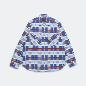 Beams Clothing WORK Classic Fit Block Plaid Jacquard - Sax