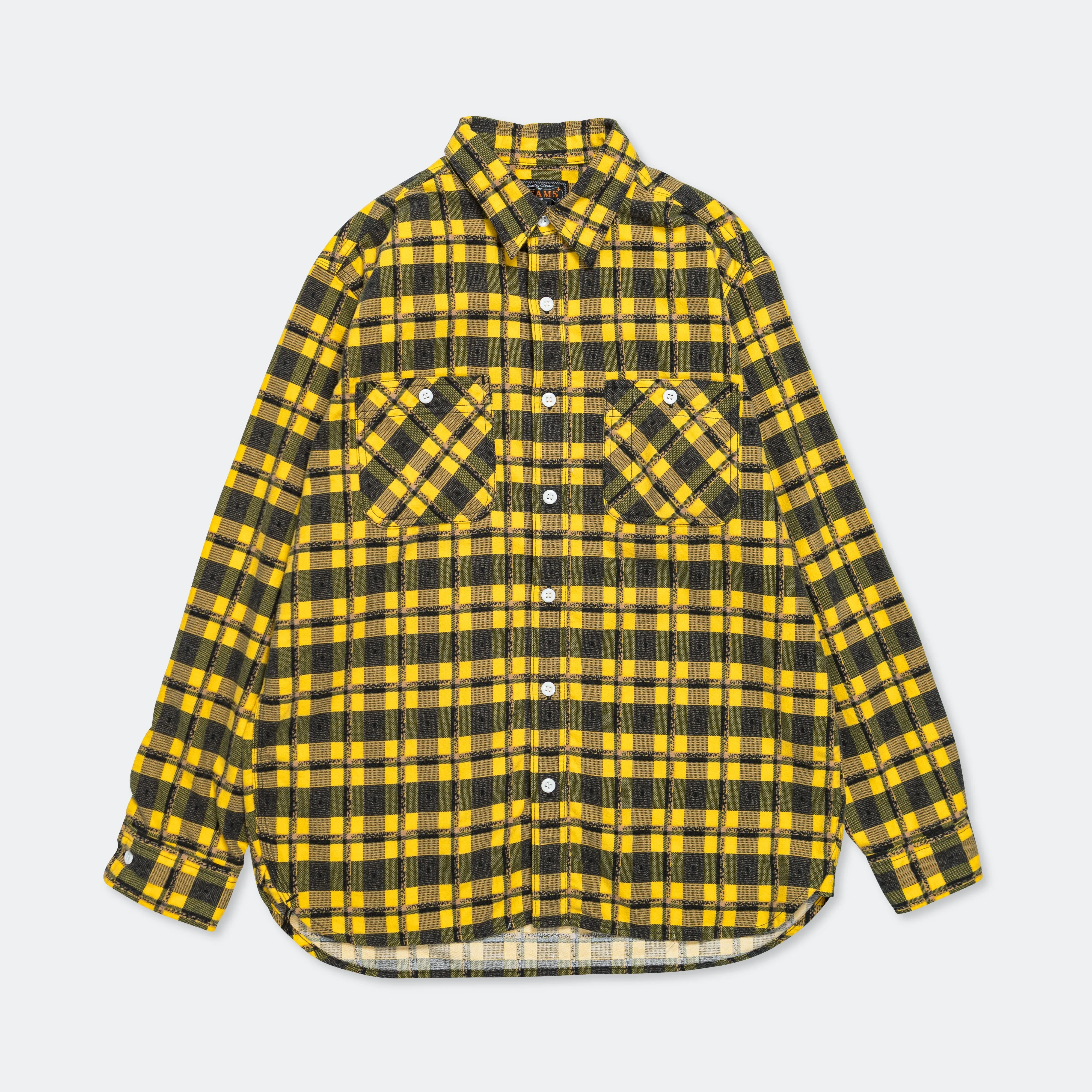 Beams Clothing Work Print Nel - Yellow