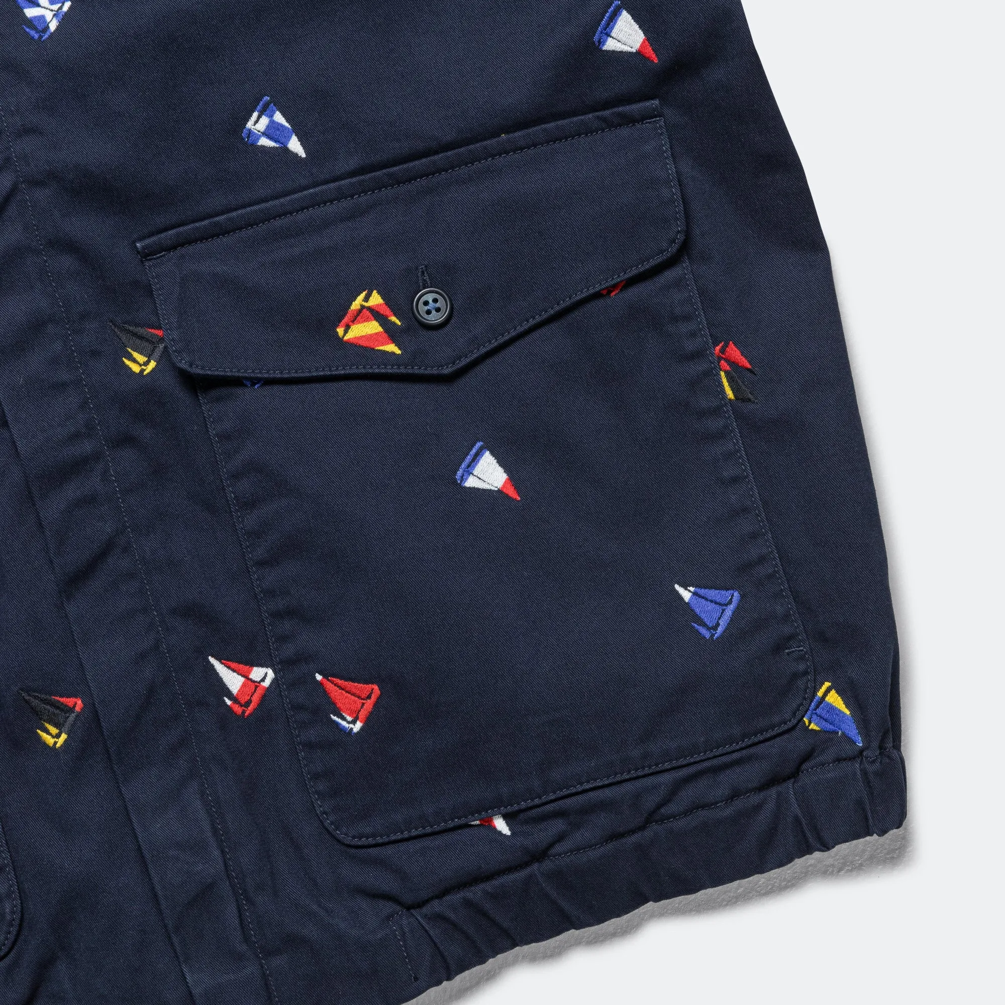 Beams Clothing Zipper Blouson Embroidery On Print - Navy